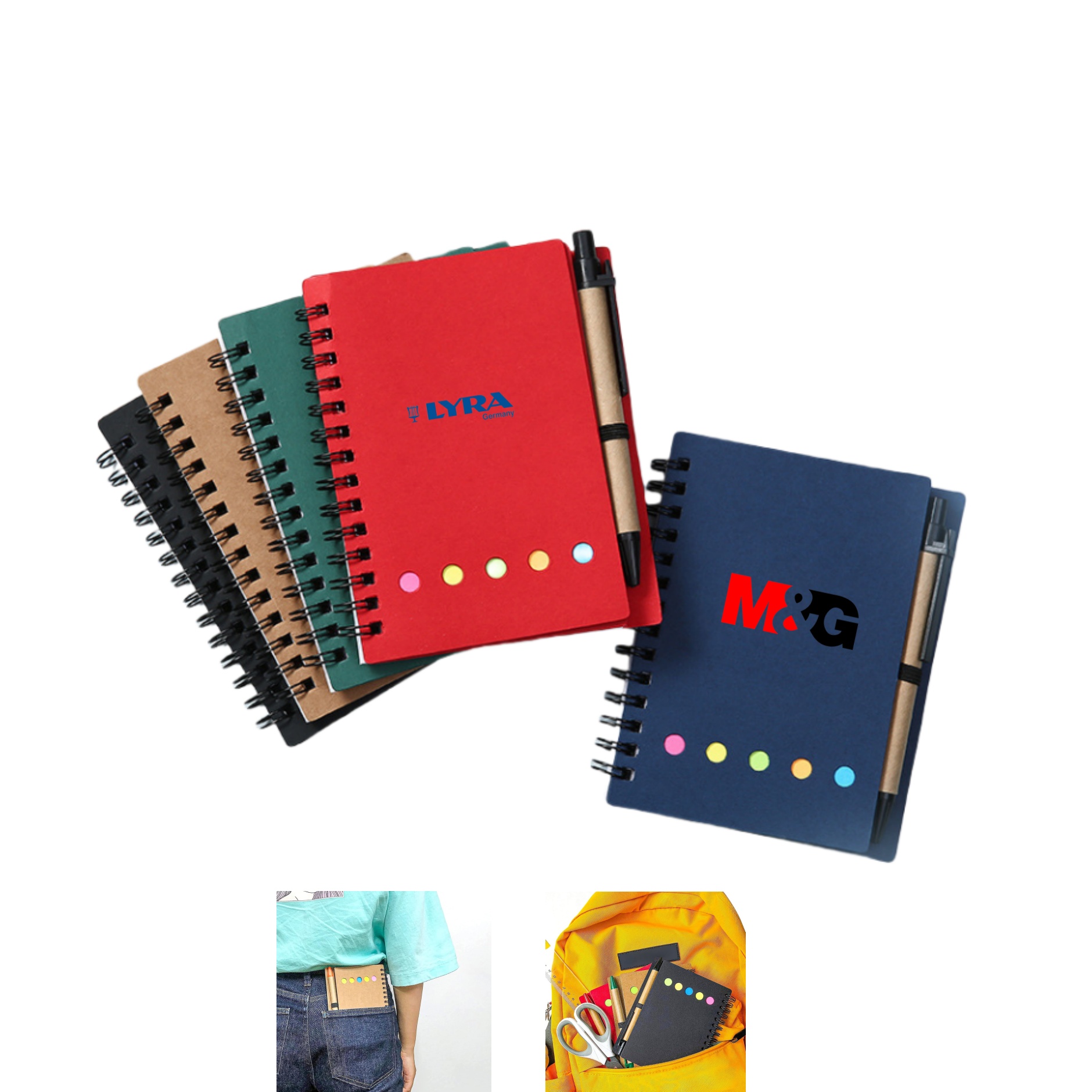 Spiral Notebook Steno Pads Lined Notepad with Pen in Holder 4
