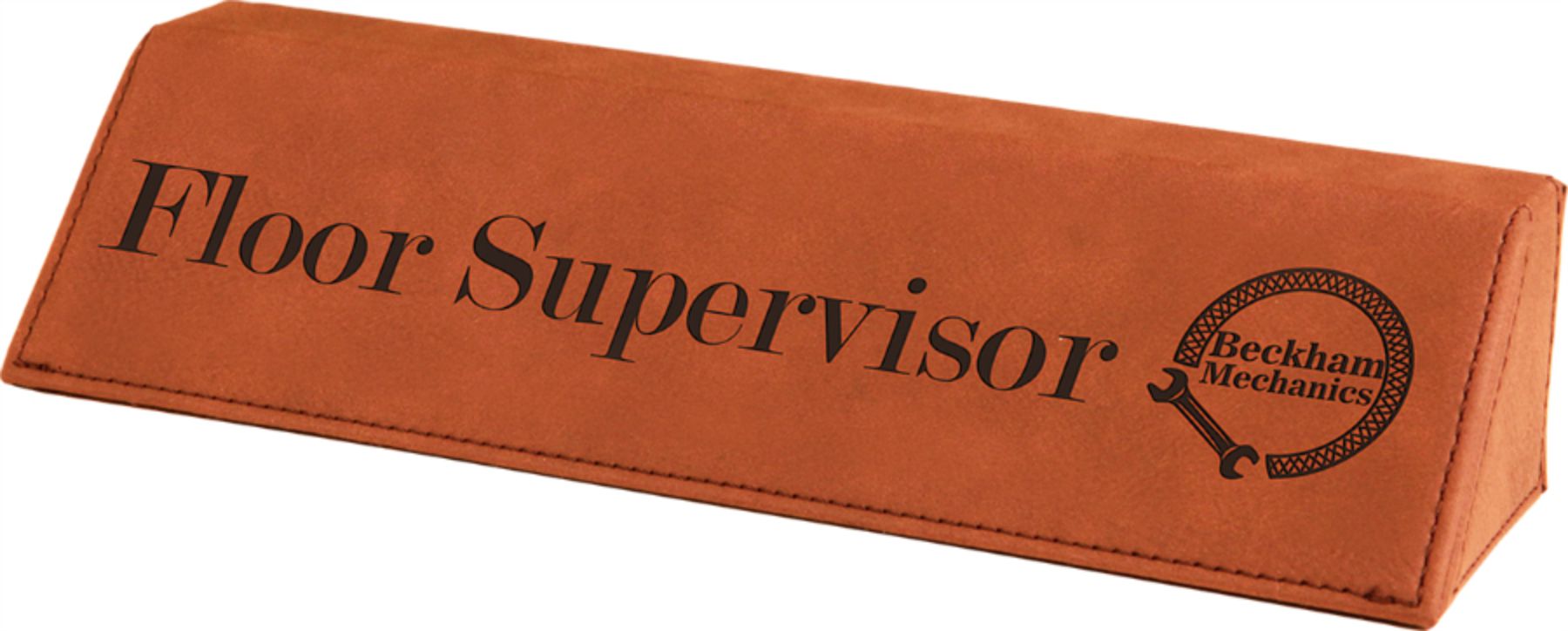 8" Custom Laser Engraved Leatherette Desk Wedge 1