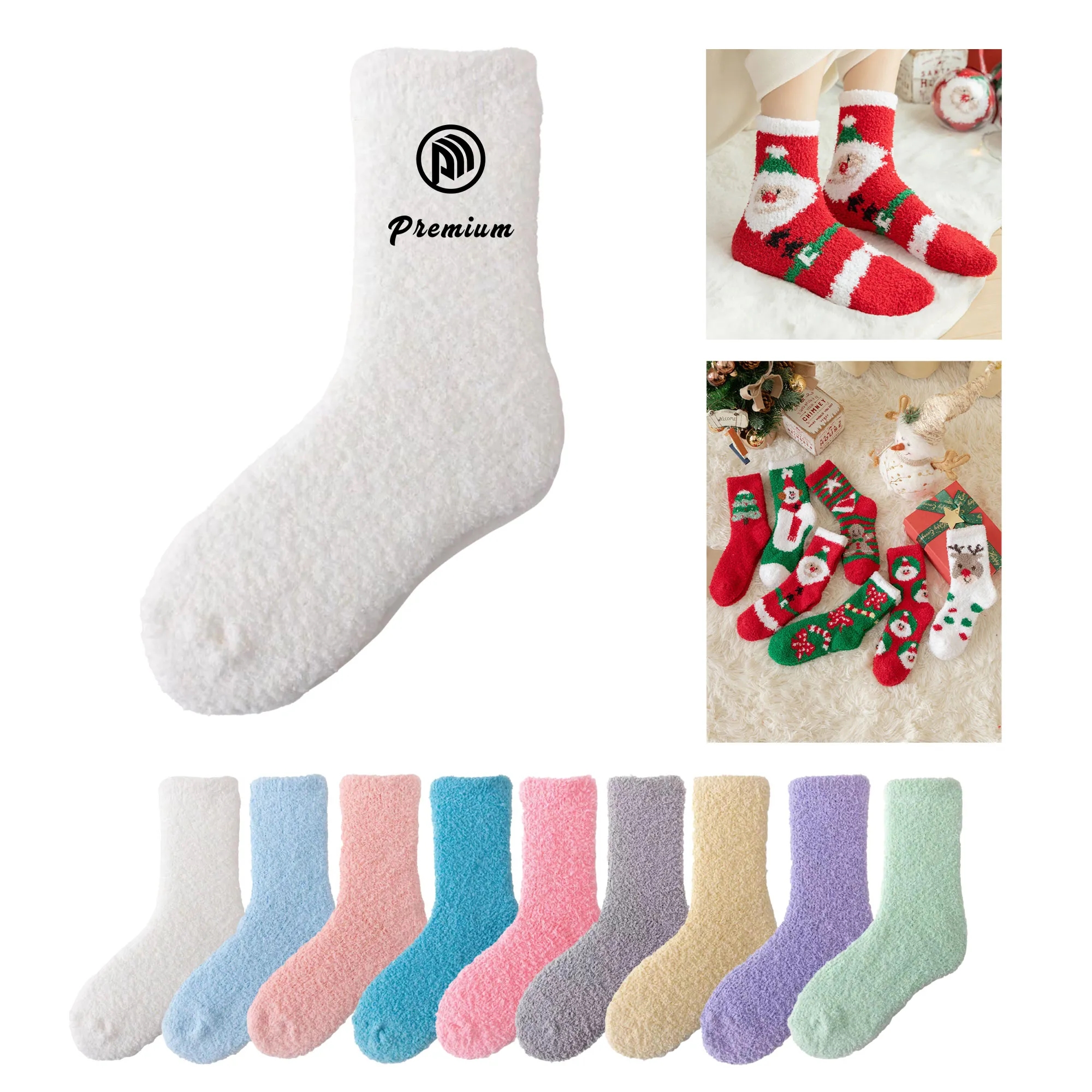 Santa Custom Fuzzy Feet Socks 2