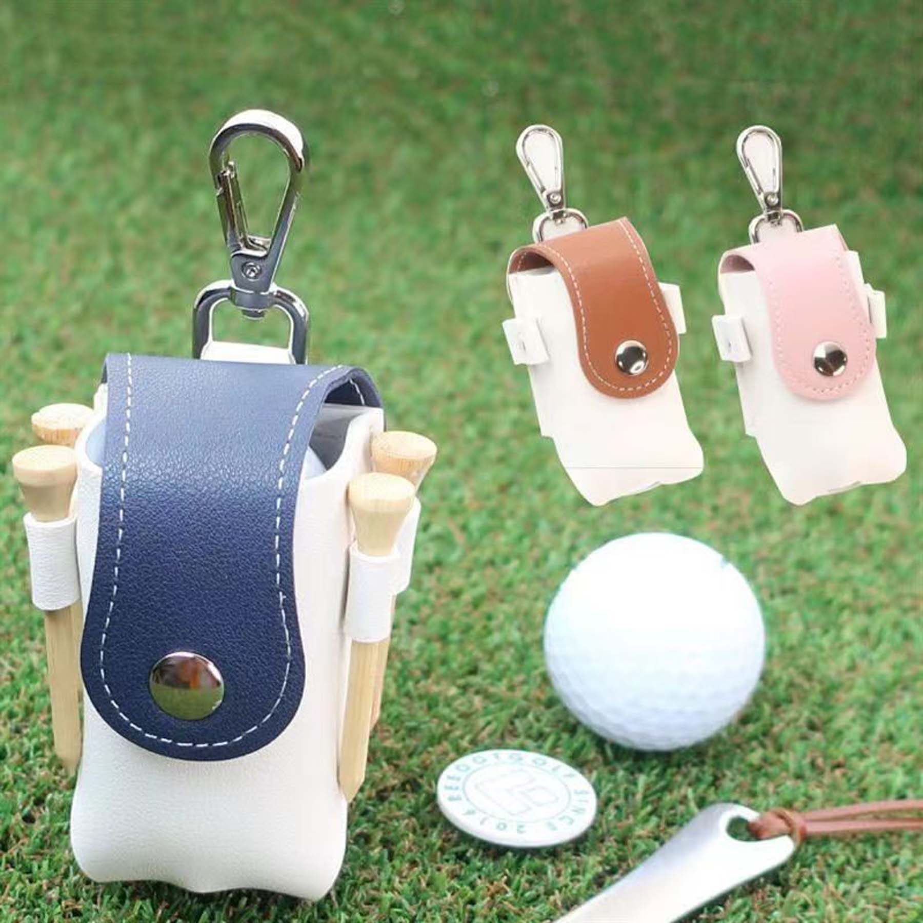 Faux Leather Golf Ball Holder Pouch 1