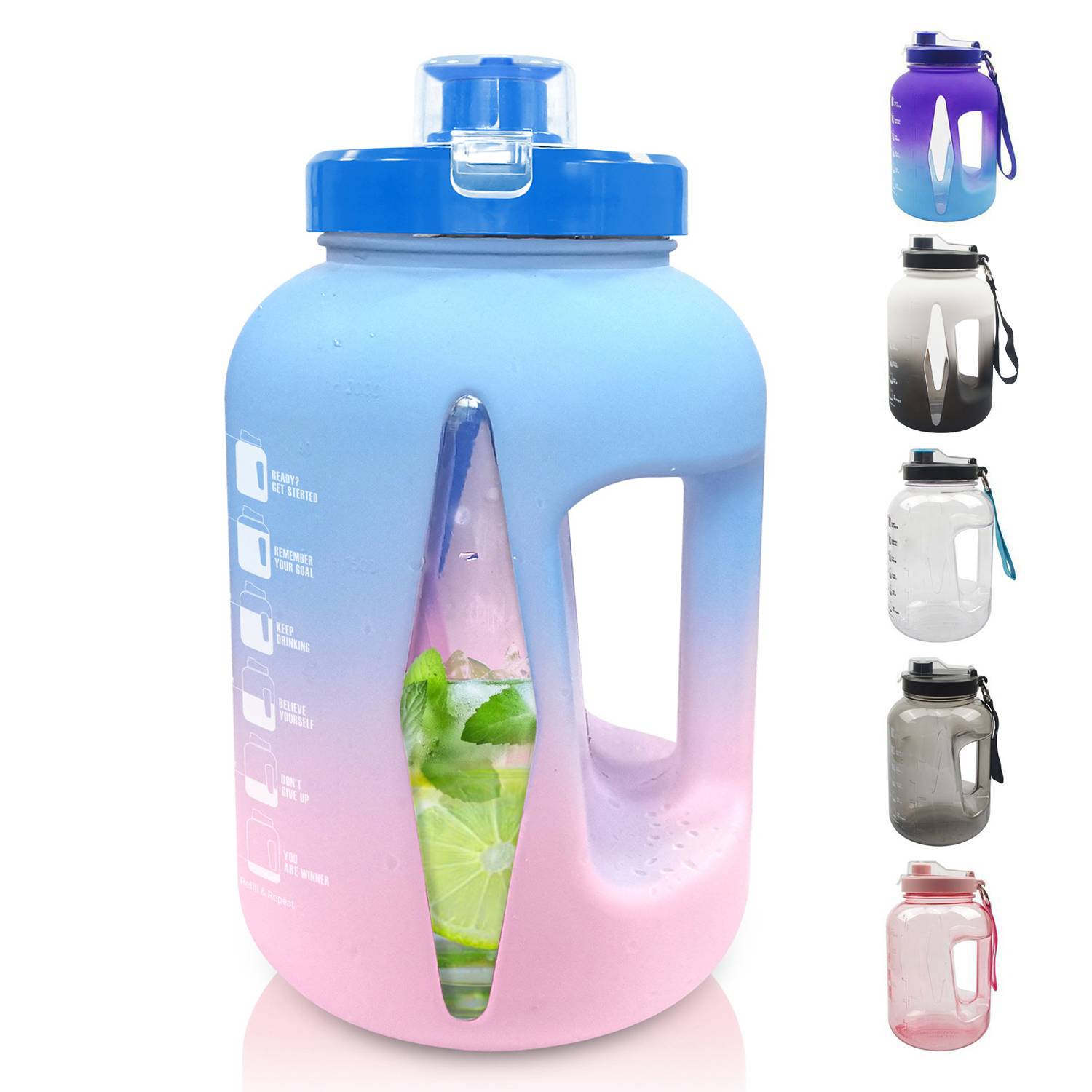 74 Oz Plastic Sports Water Bottle w/ Carrying Rope 14