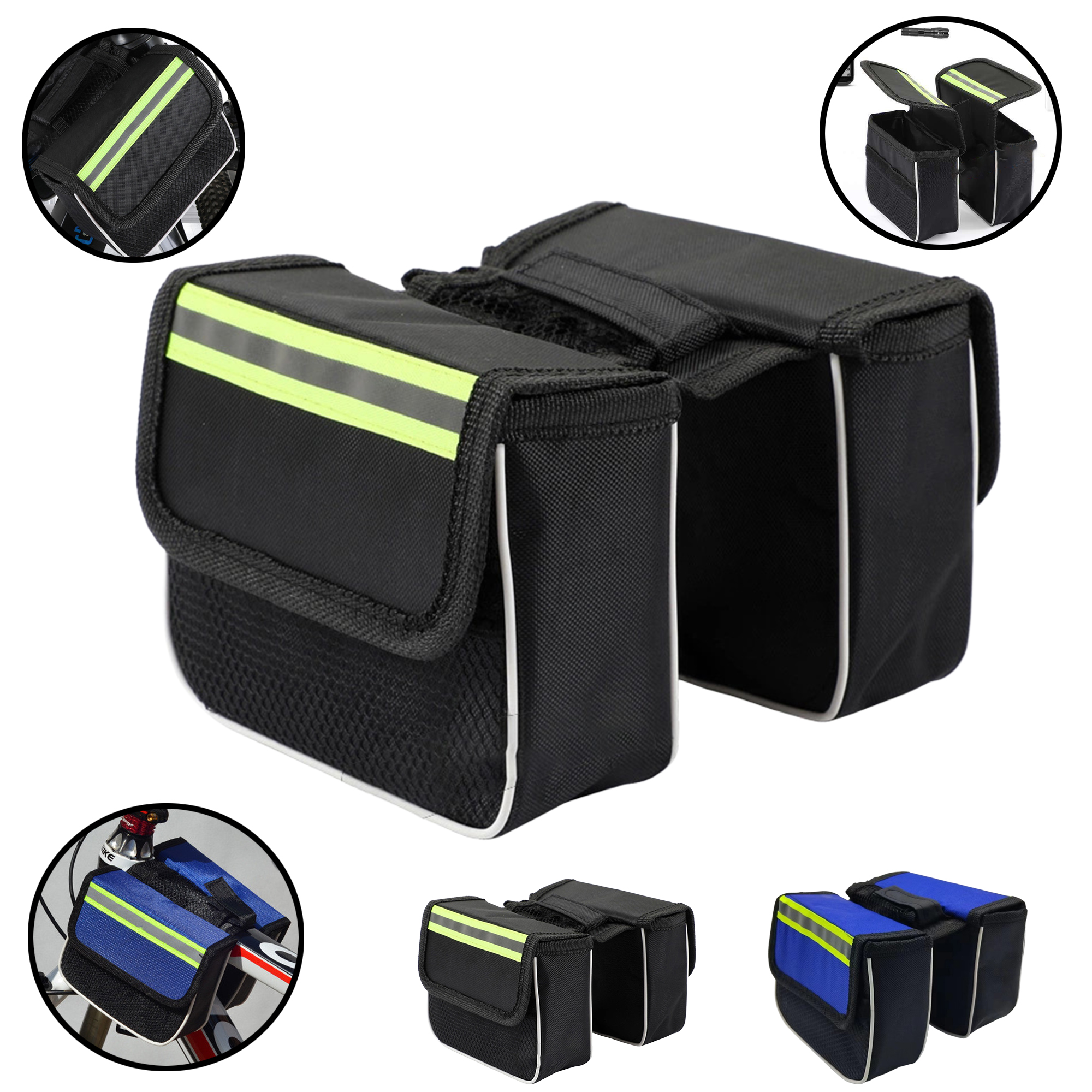 Hard Shell Bike Top Tube Bag, 3-in-1 Easy Install Large Capacity Bicycle Saddle Bag. 4