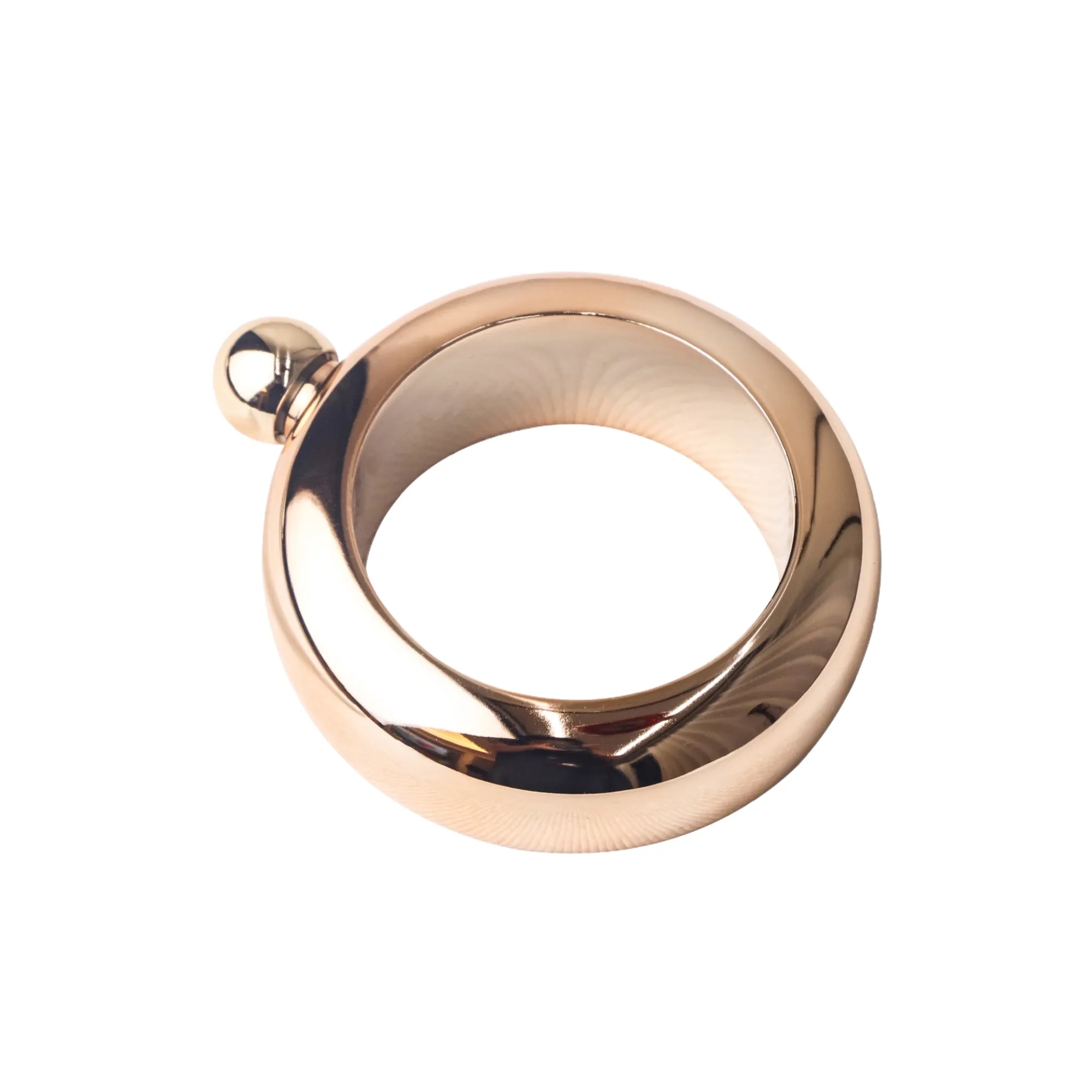 3.5oz 304 Stainless Steel Ring Shaped Hip Flask, custom water bottle with logo imprint 3