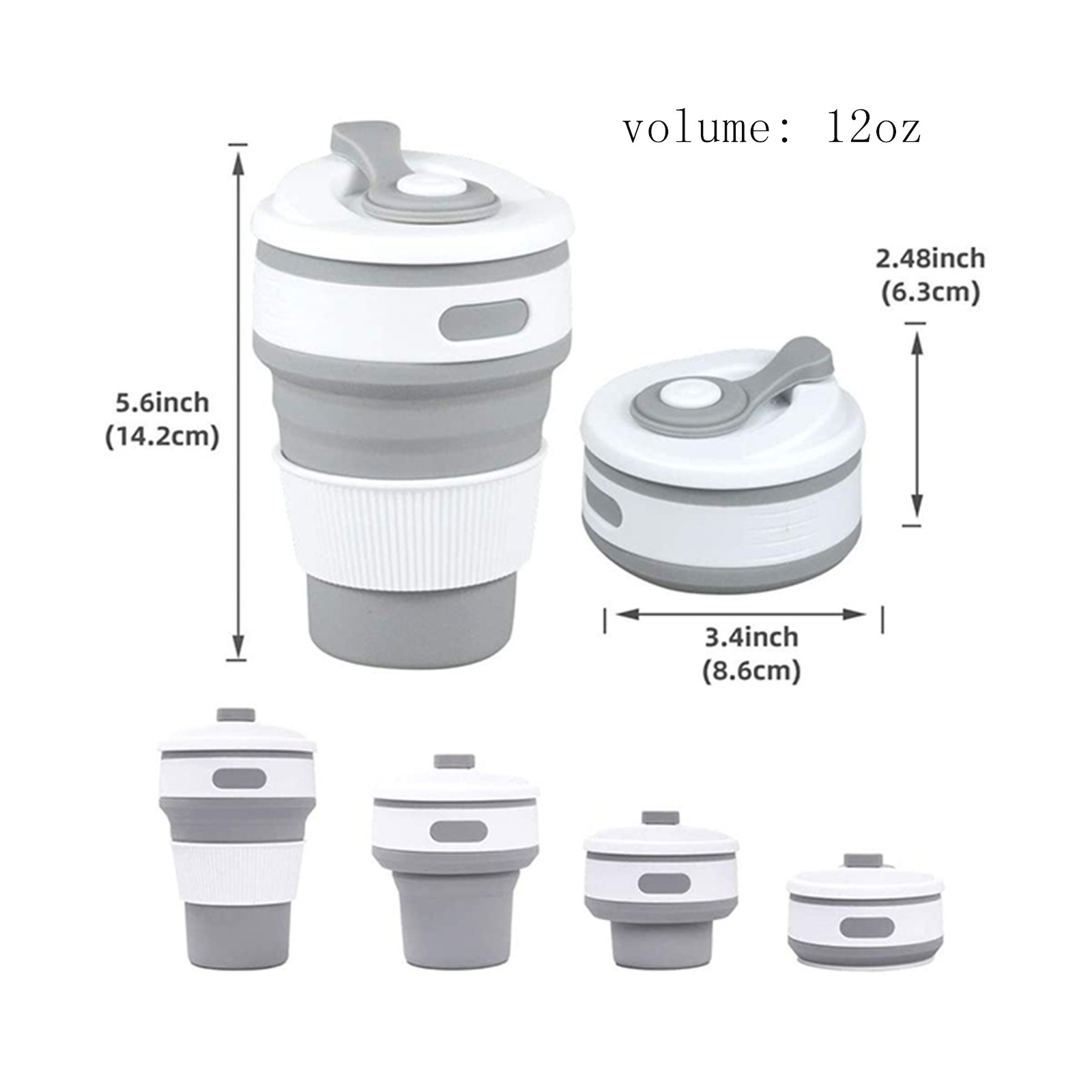 12oz Silicone travel Folding coffee/water Cup 2