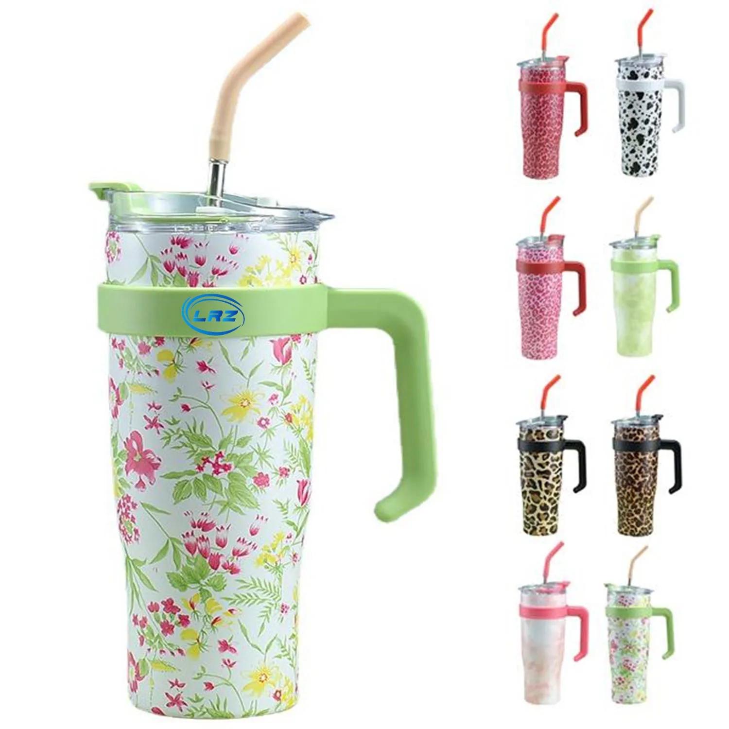 40oz Tumbler with Handle and Straw Lid Stainless Steel 3