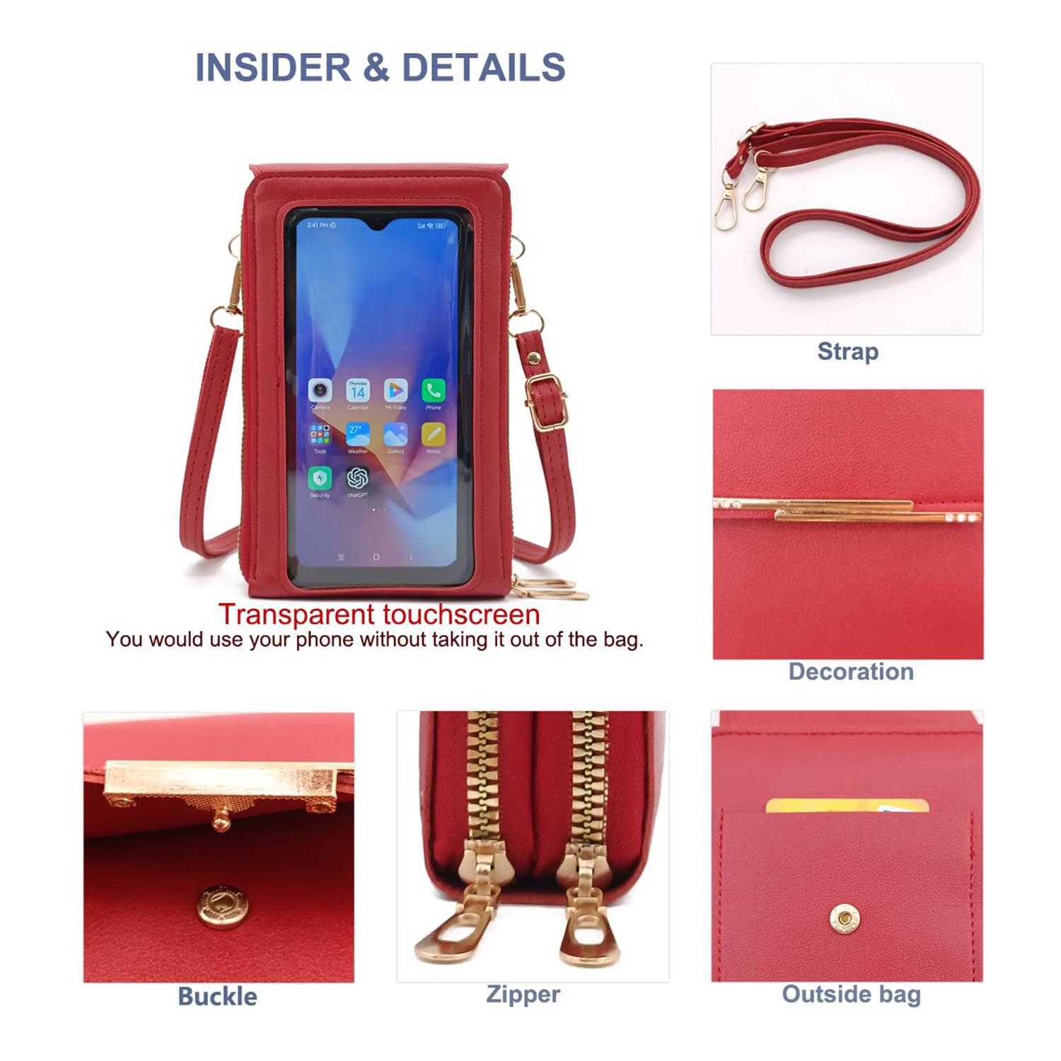 Stylish PU Women's Cell Cross Body Purse 6