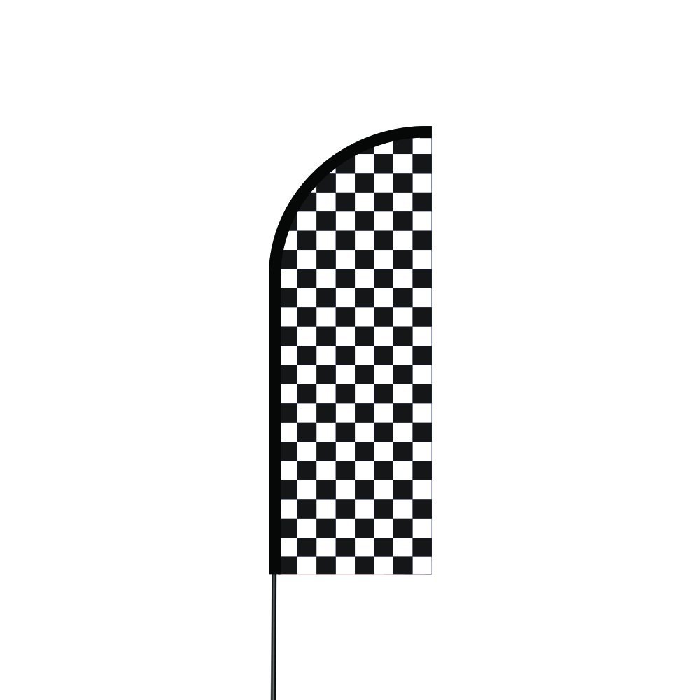 Chequered (Black & White) Flag Kit 11' Feet Feather Flag Sign Outdoor Banner 1