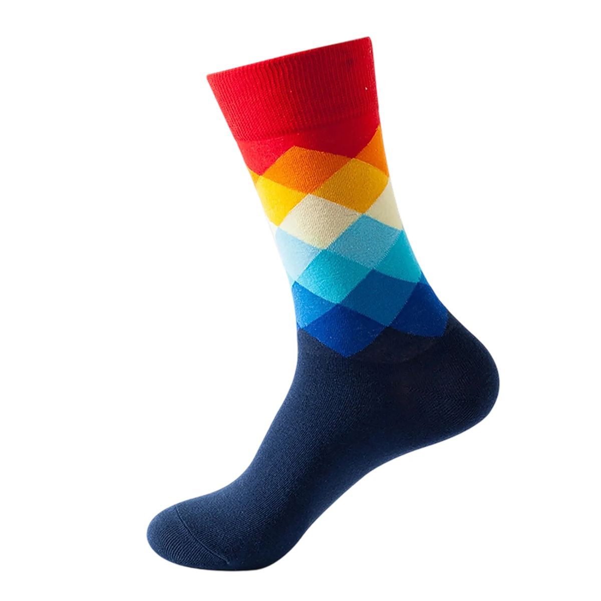Cotton Crew Socks with Jacquard Pattern 89