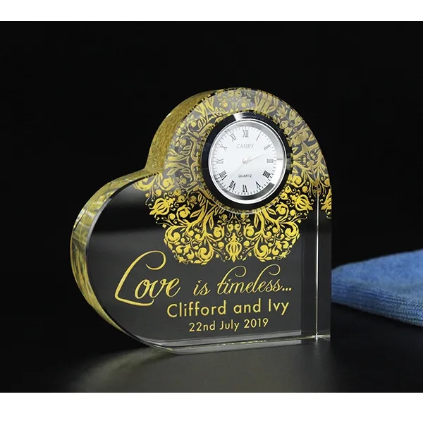 Valentine Crystal Heart with Clock 4