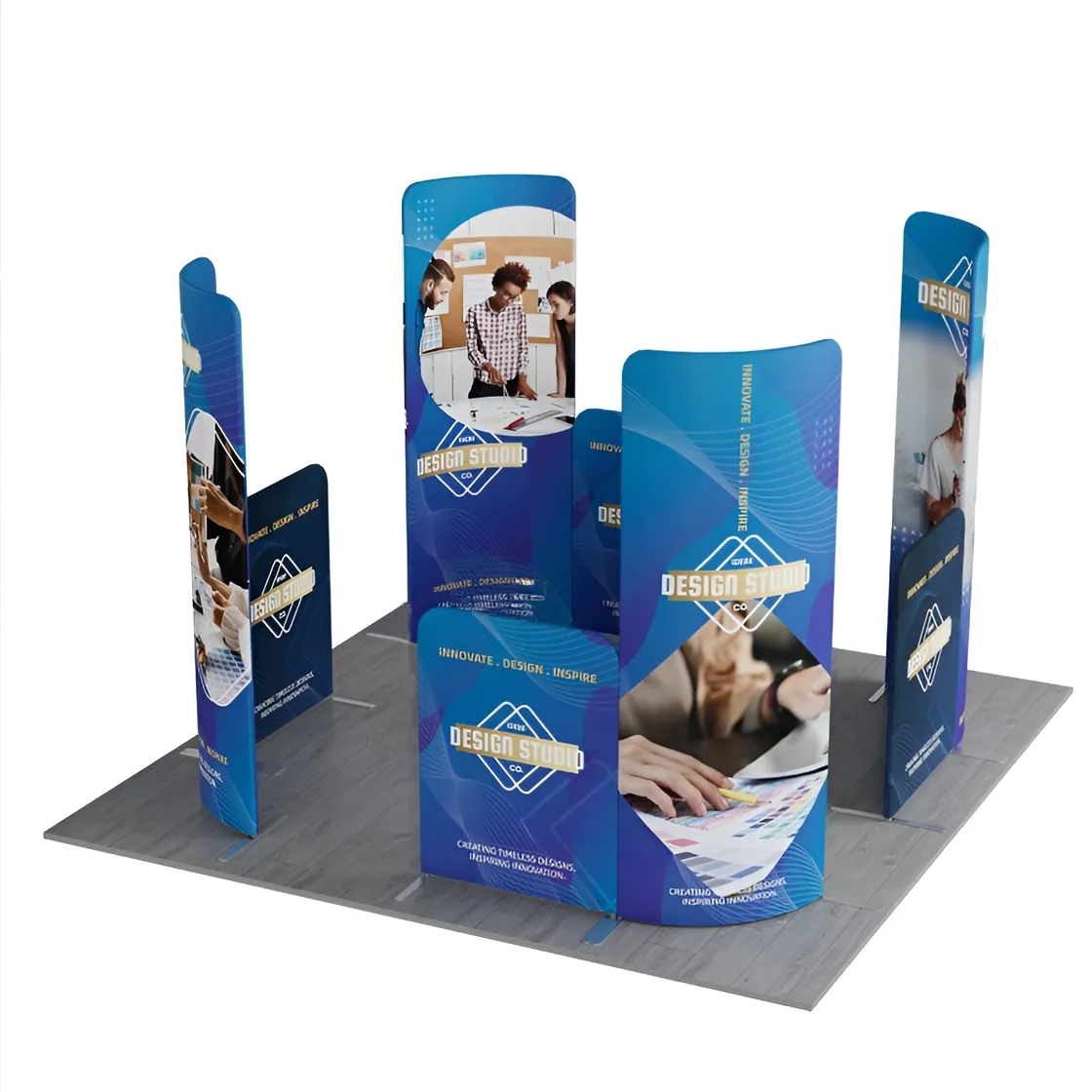 10ft Magnetic Modular Fabric Displays - L Shape Curved 2