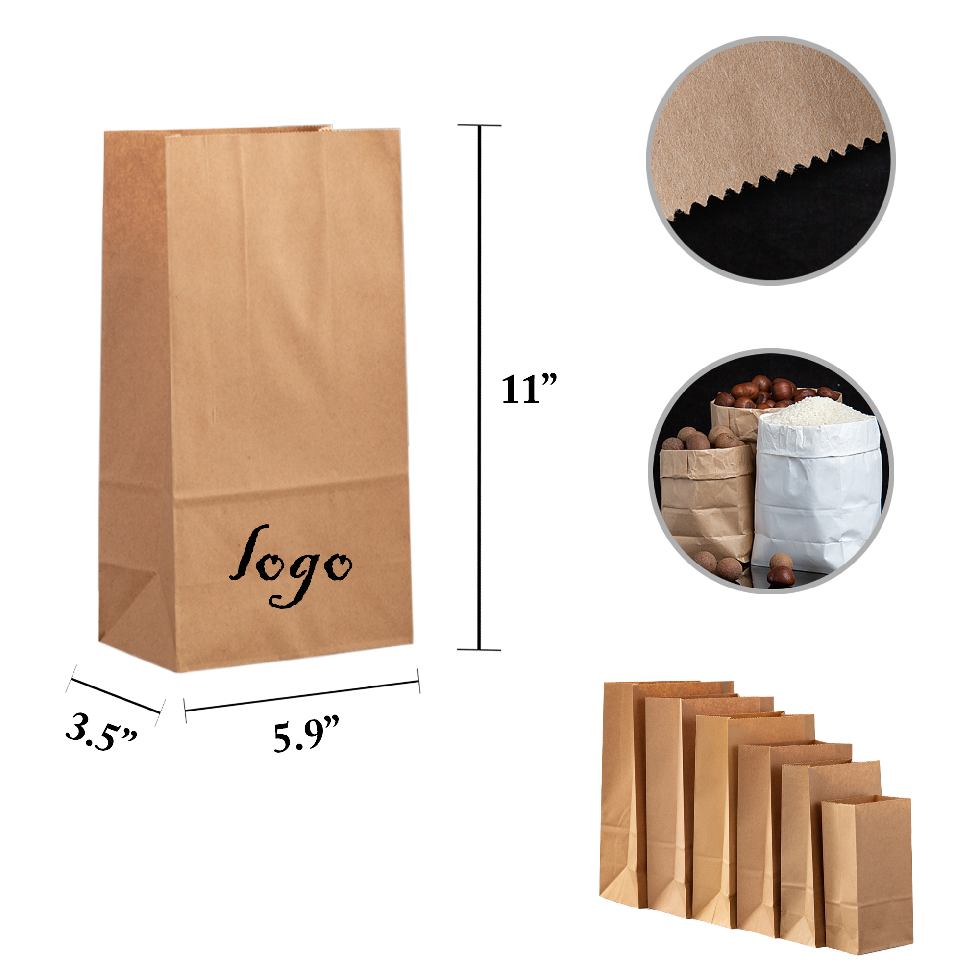 MOQ100 Kraft Paper Bread Bags Disposable Packaging 2