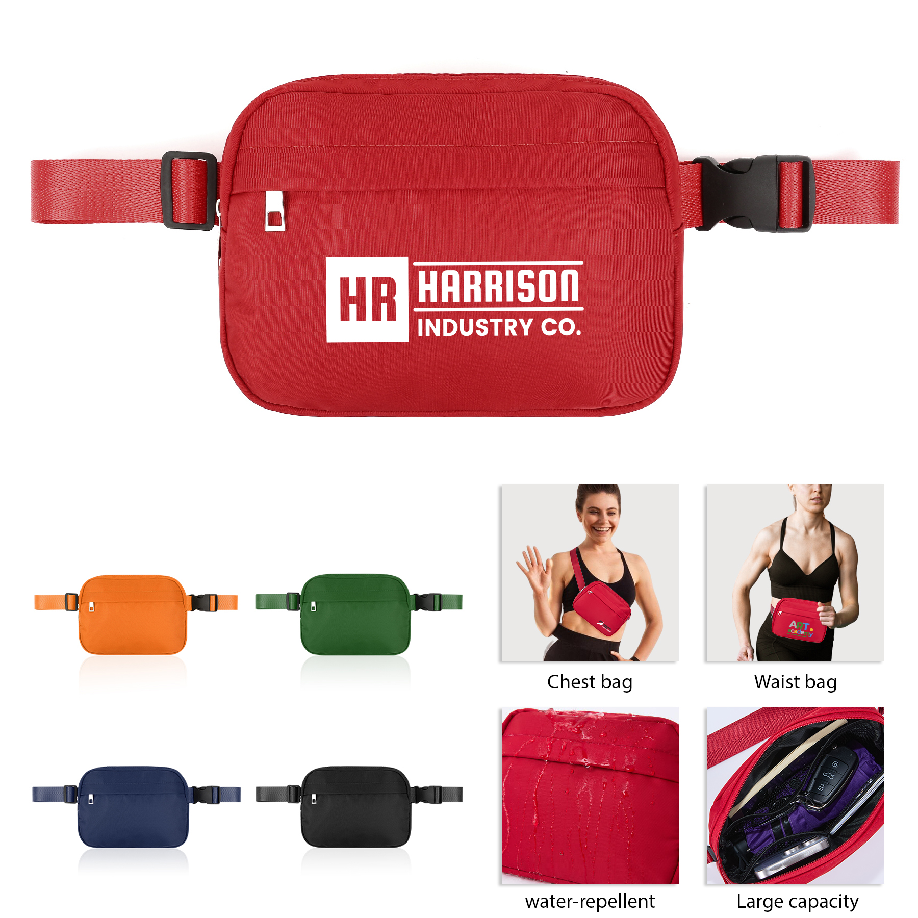 Large Capacity Cross Body Zipper Fanny Pack 8