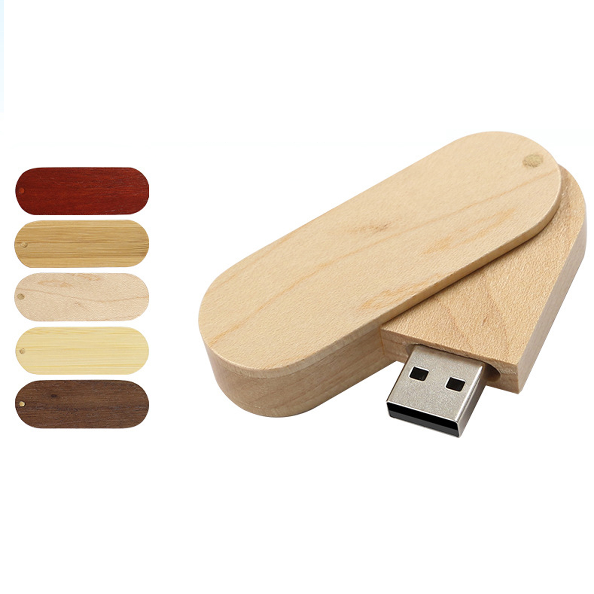 16GB Rotating Wooden USB Flash Drive 2