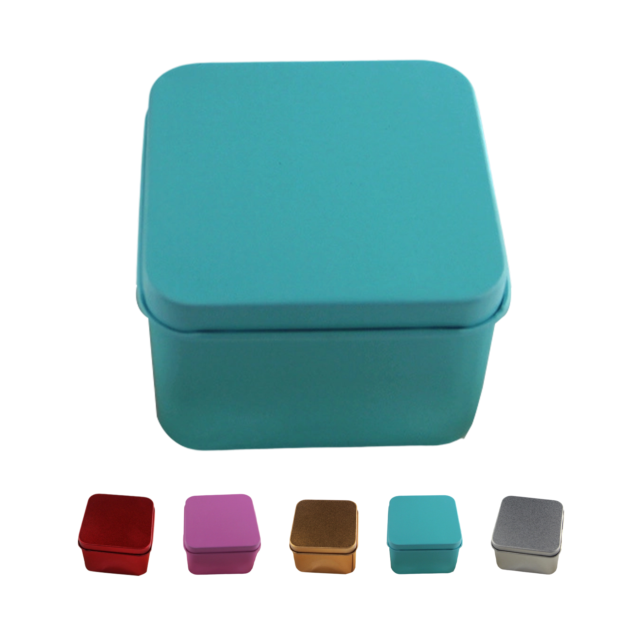 Square Metal Tin Storage Container With Secure Lid 3.35" 7