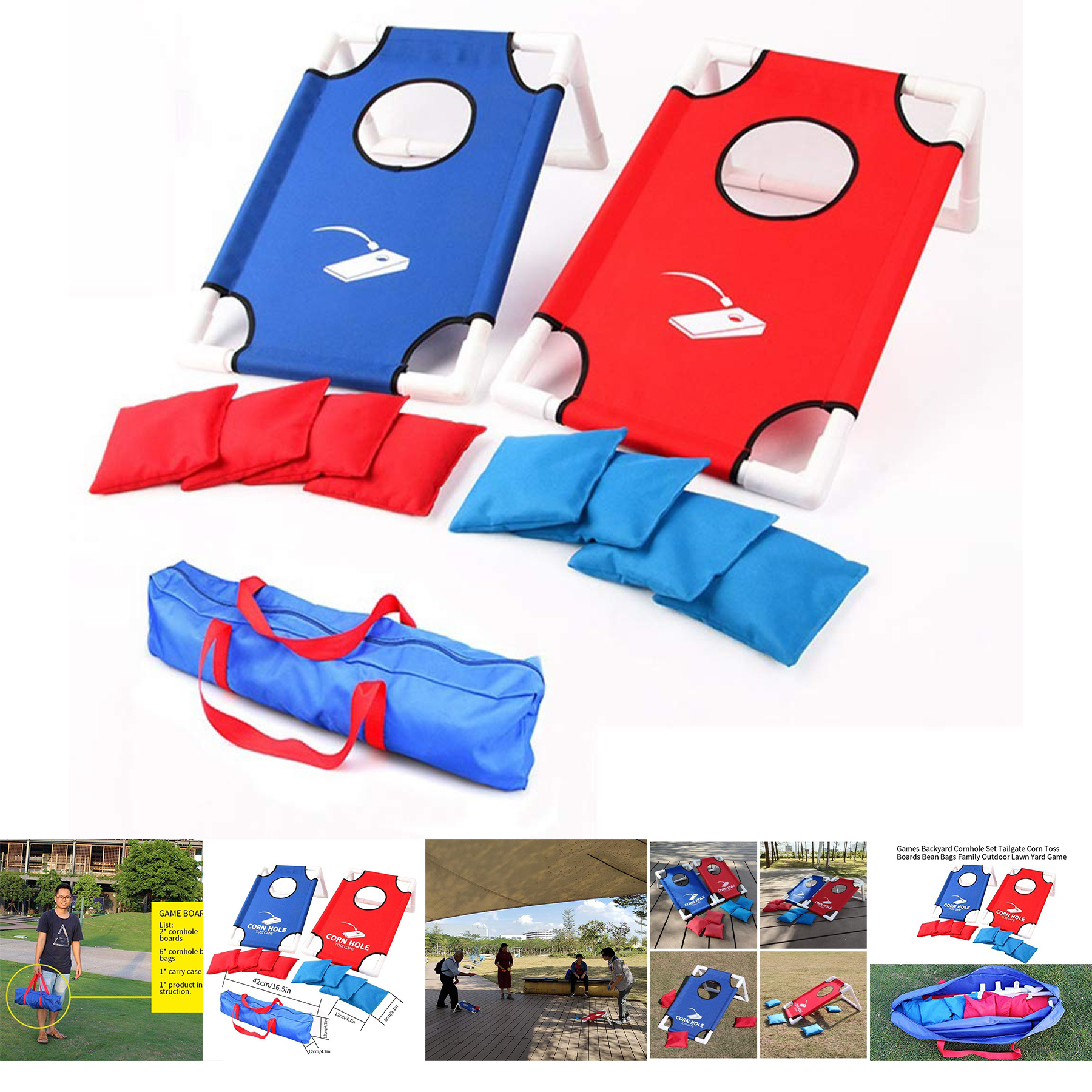Portable Cornhole Set, Corn Hole Toss Game with 2 Cornhole Boards, 8 Bean Bags 2