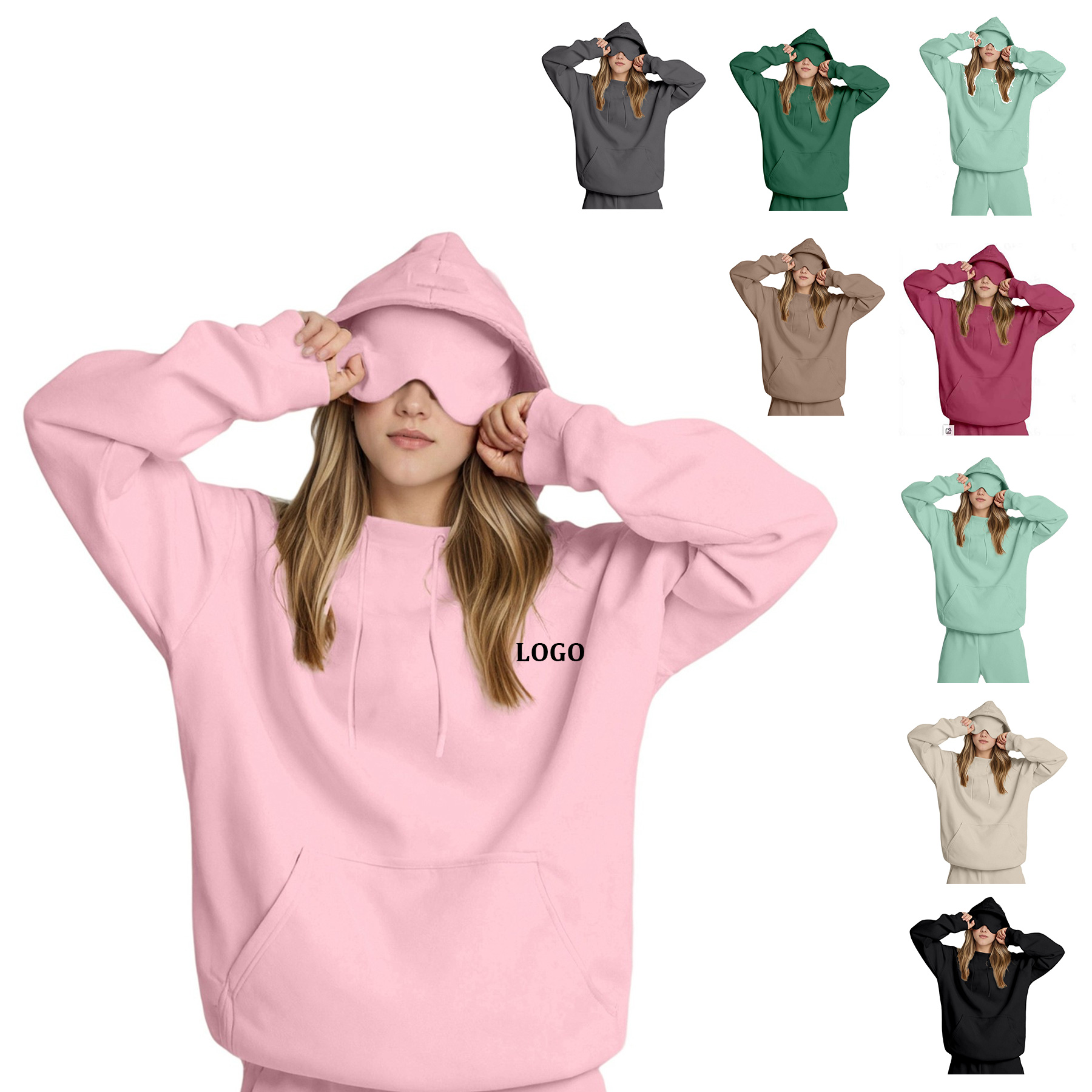 Womens Hoodie with Eye Mask 2