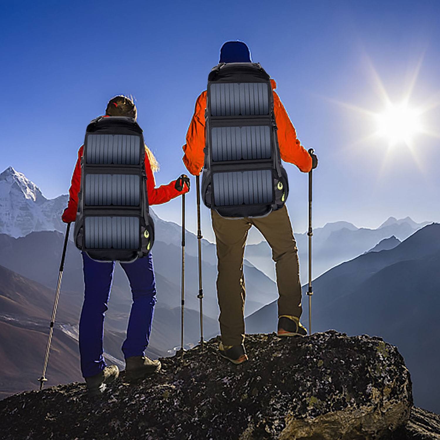 68L Outdoor Hiking Backpack with Solar Charger Panel 20w/6v 5