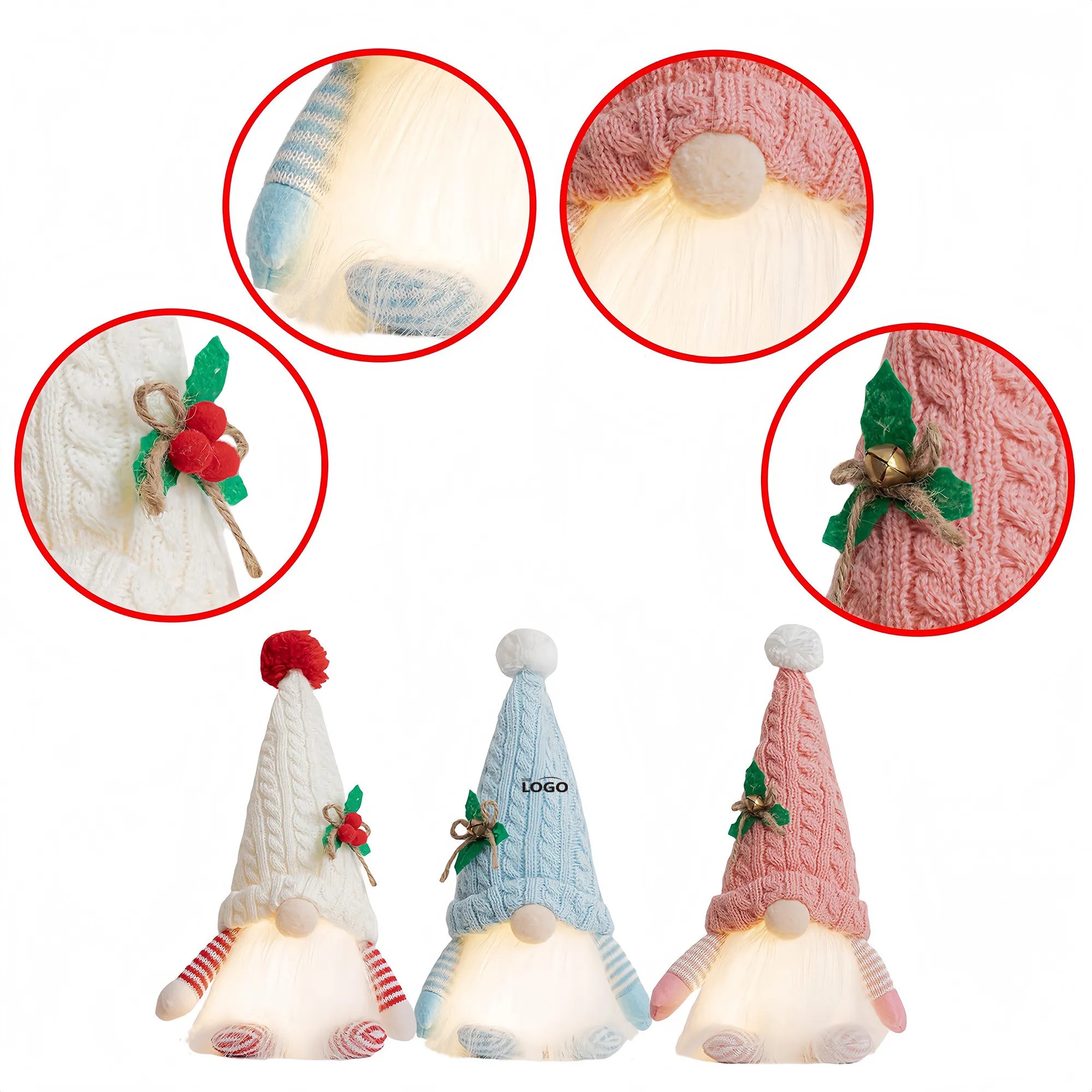 Christmas Plush Snowman With LED Light Up Knit Hat