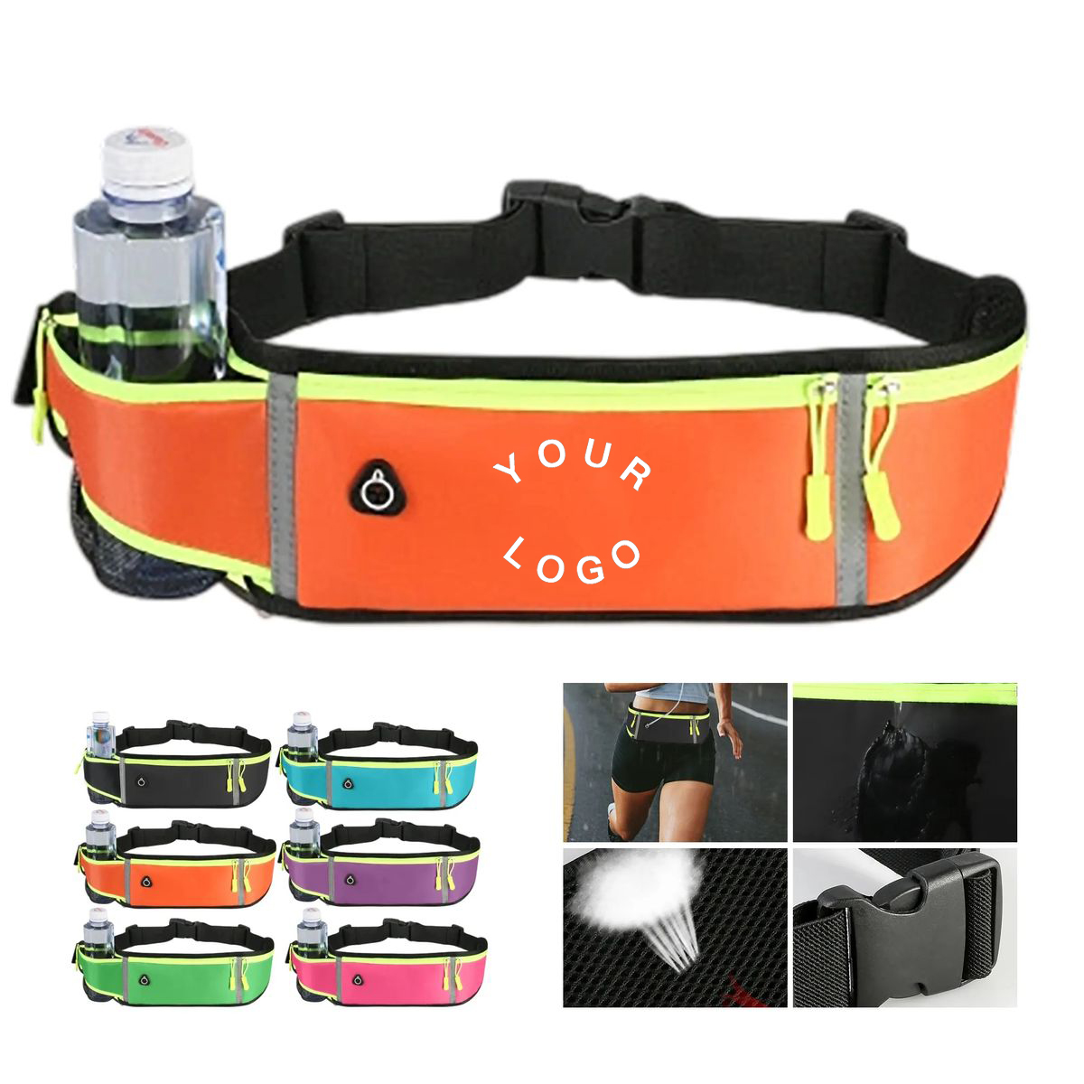 Water-Resistant Running Belt Fanny Pack with Logo Print 3