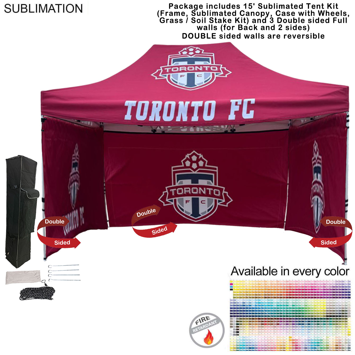 48Hr Quick Ship -Full Privacy Tent Package, 15' Tent kit, 3 DOUBLE sided Full walls (back & 2 sides) 27