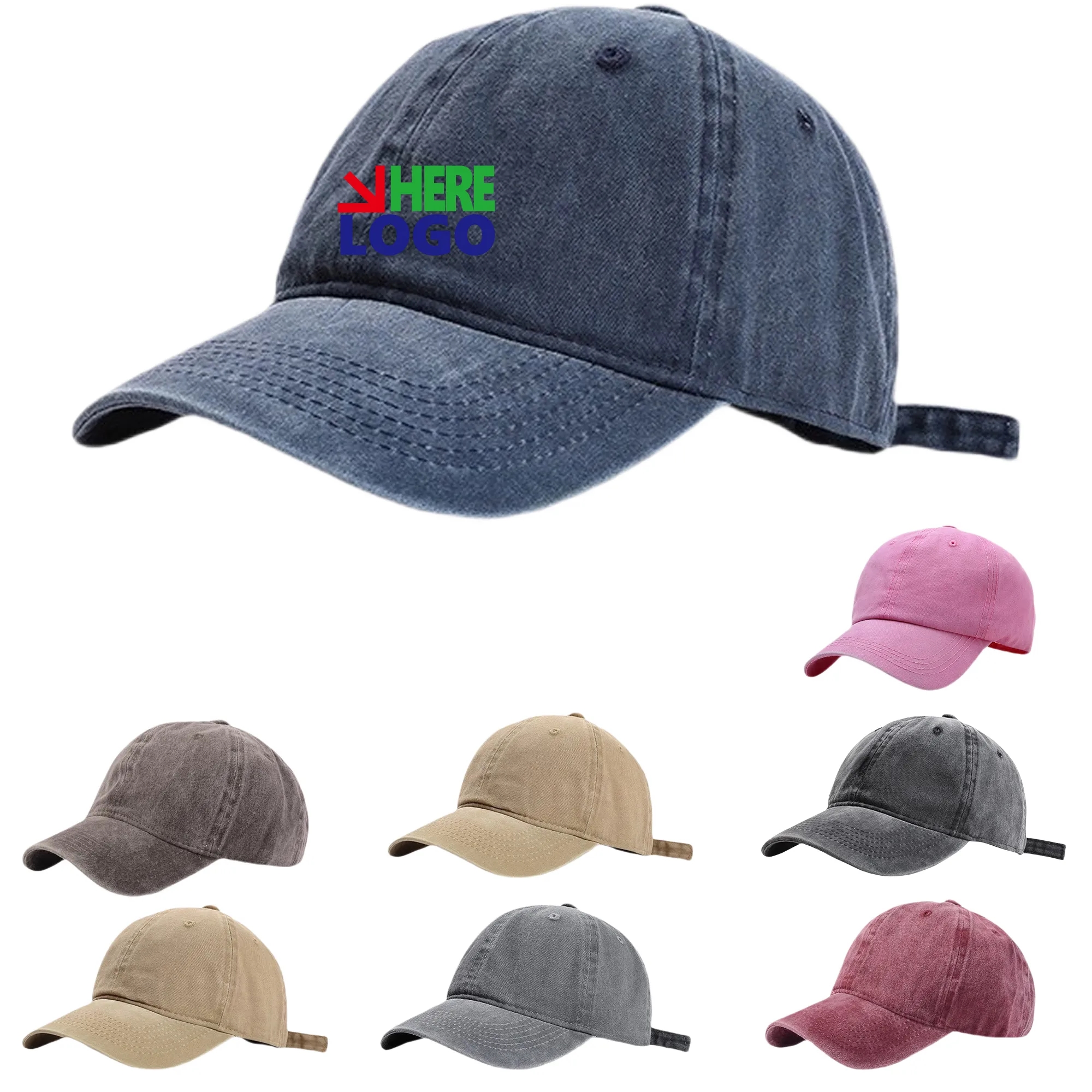 100% Cotton Baseball Cap Adjustable MOQ20