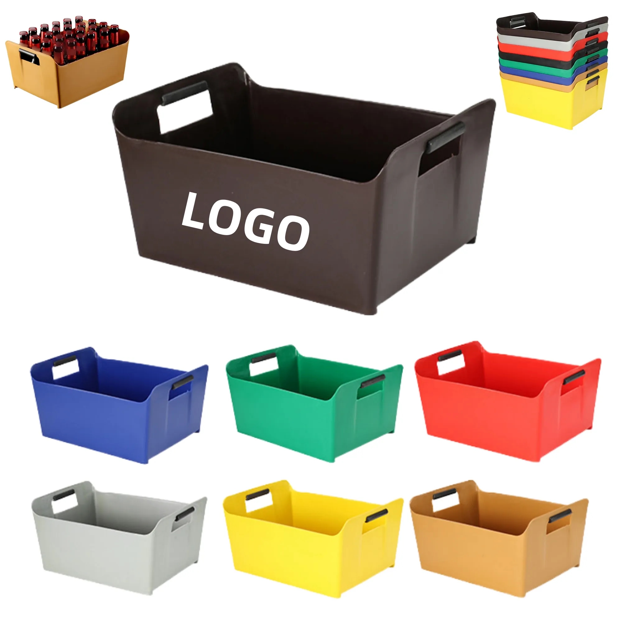 Thick Plastic Rectangular Handheld Ice Bucket 3