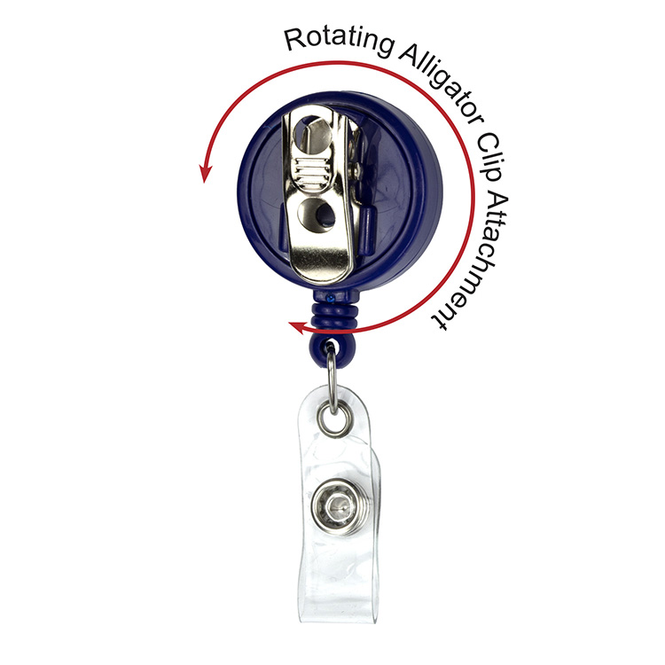 "Bellefontaine VL" 30" Cord Round Retractable Badge Reel and Badge Holder with Rotating Alligator Cl 2