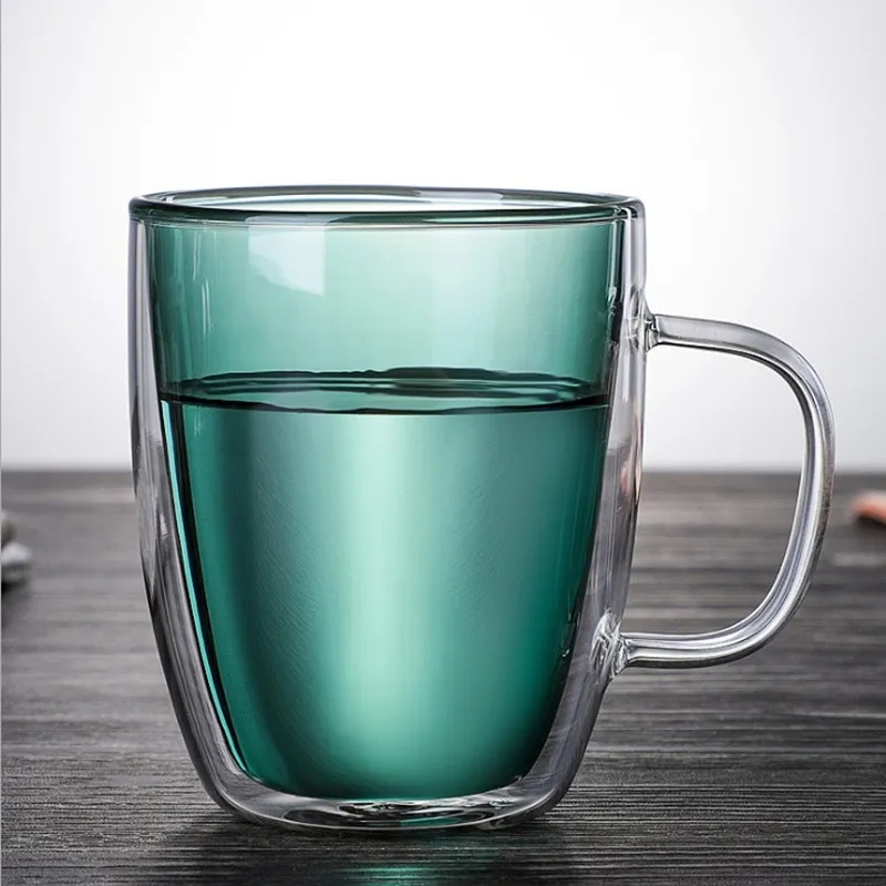 12 Oz Colored Double Walled Glass Coffee Mugs 3