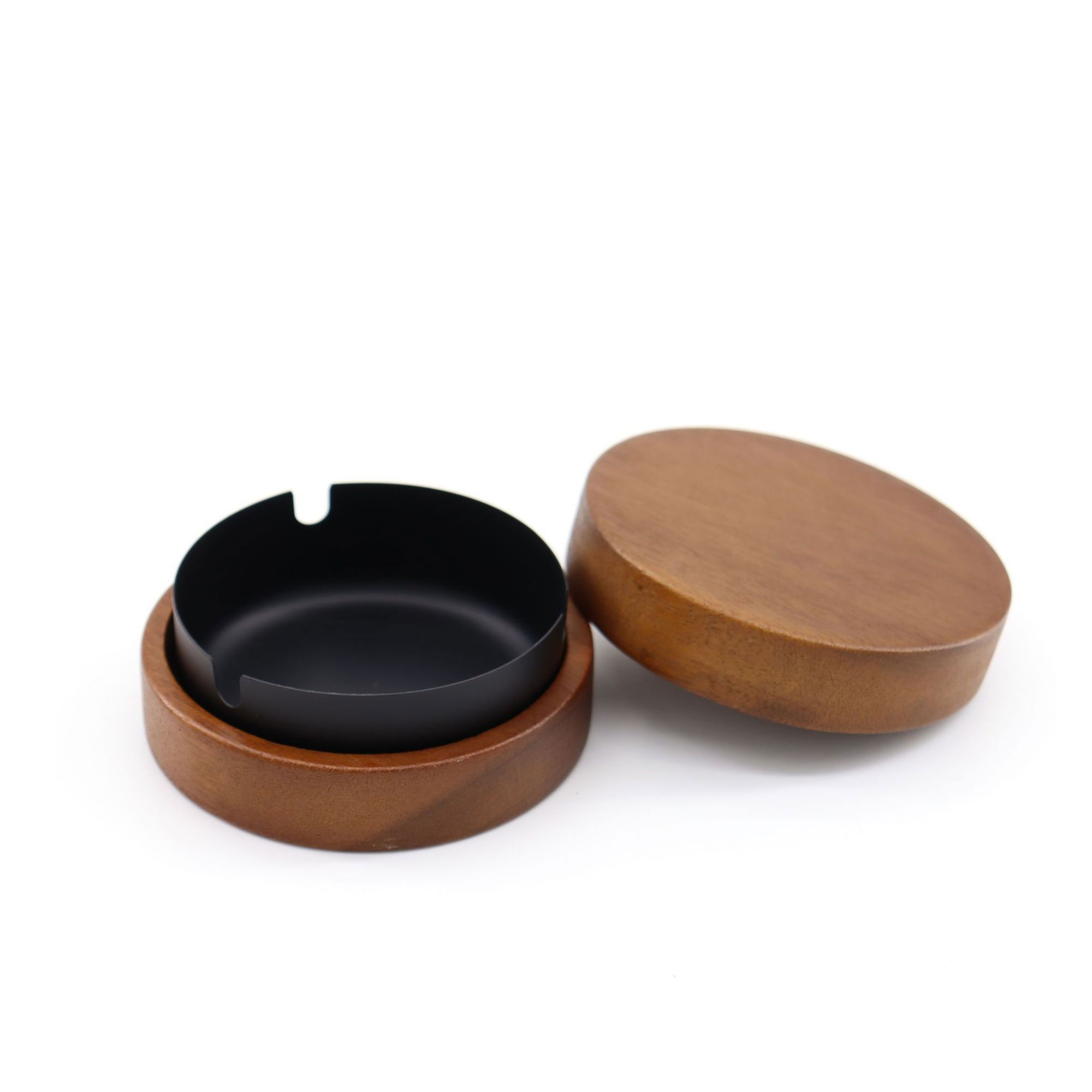 Custom Logo Wooden Ashtray With Stainless Steel Insert 4