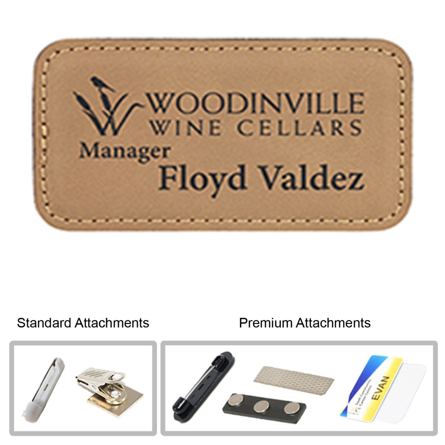 3"W x 1.5"H Leather Name Badges 3