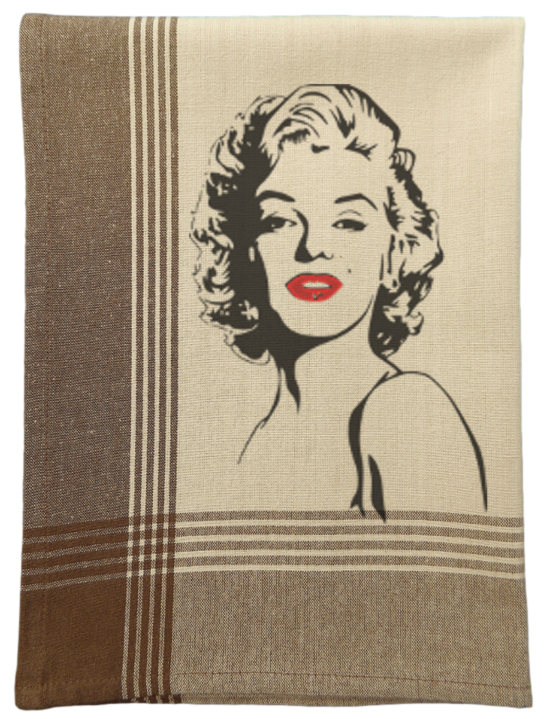 Brown/Tea Dyed Plaid Kitchen Towel with Custom Print 3