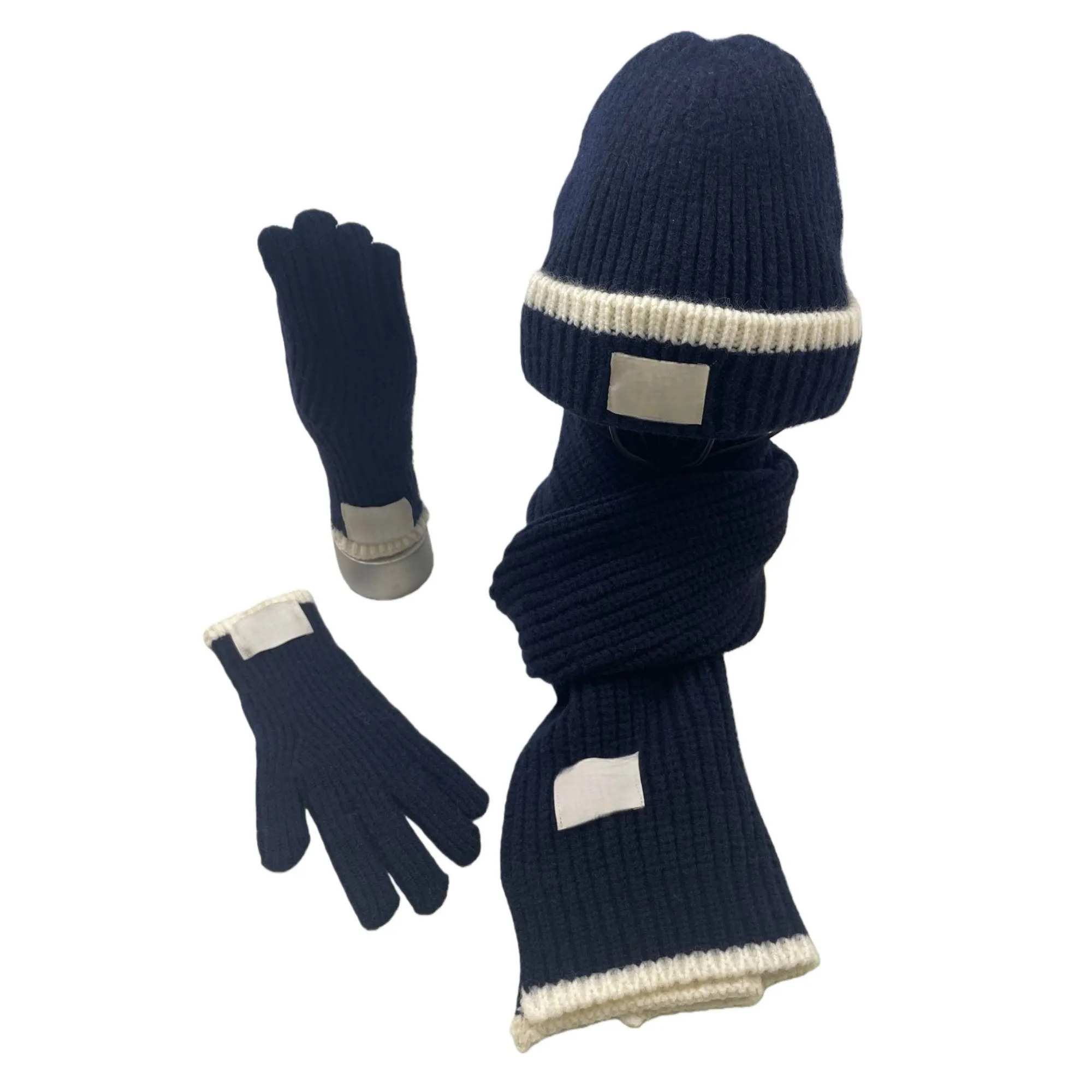 Winter Knit Scarf Hat Gloves Set 2