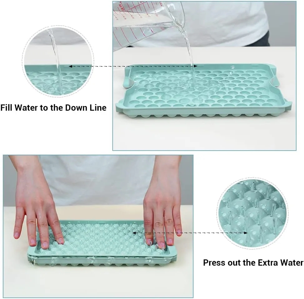Mini Ice Cube Tray with Lid and Bin- 123X2 Pcs 6