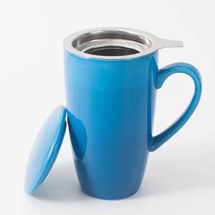 15 oz Porcelain Tea Mug with Infuser and Lid 3