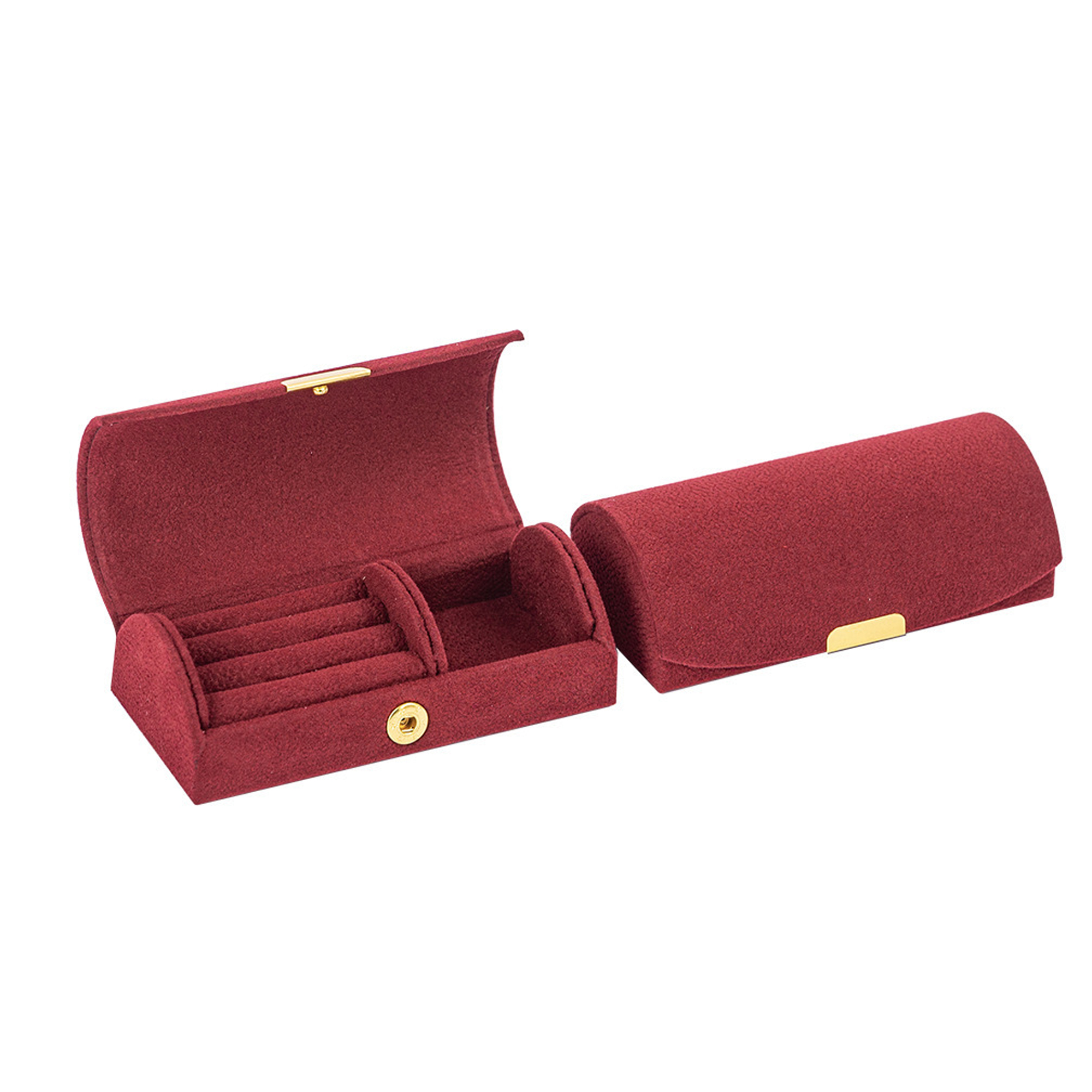 Suede Travel Jewelry Case With Ring Holder 3