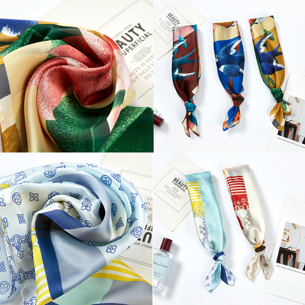 53x53cm Women Satin Silk Scarf Kerchief 4