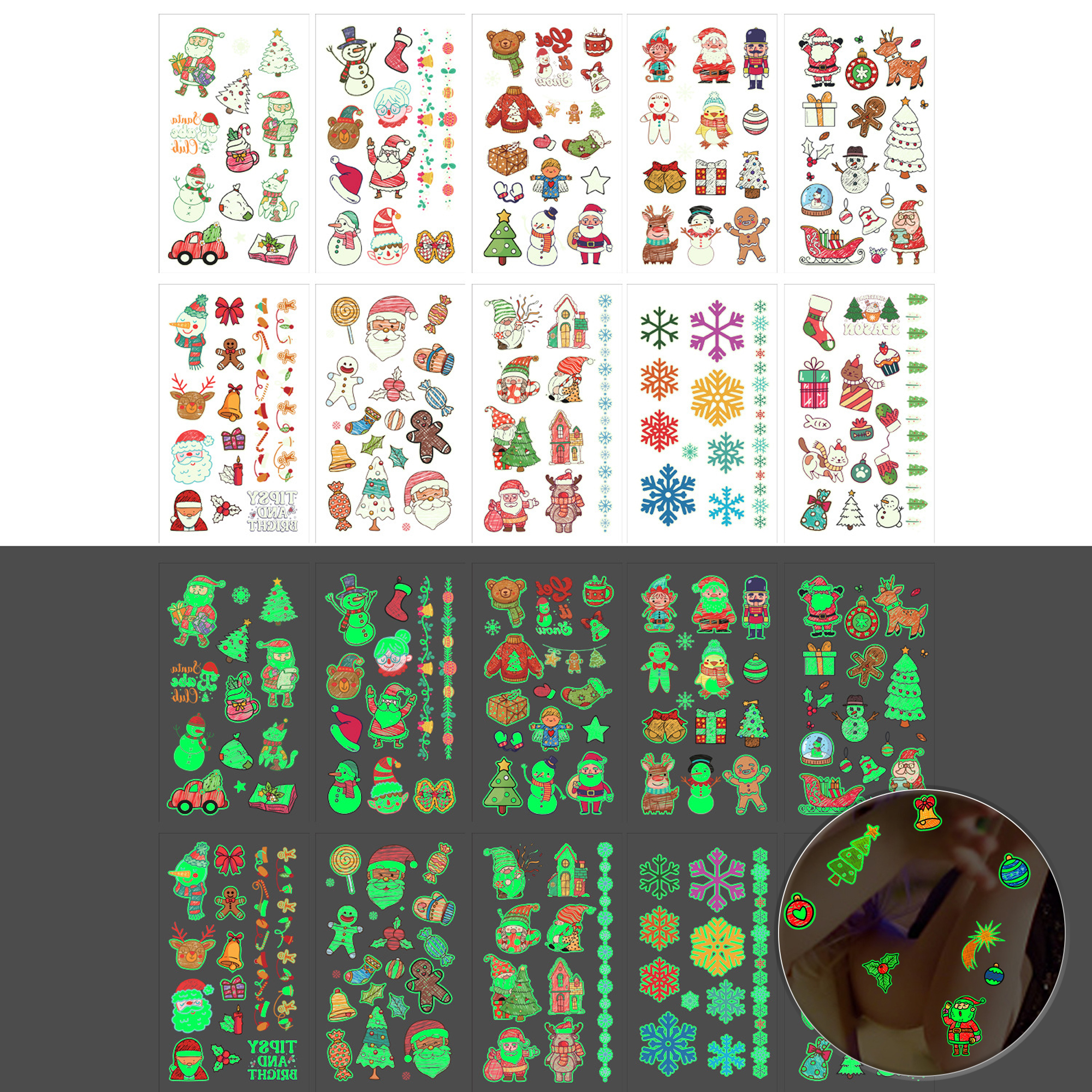 Christmas Glow Temporary Tattoo Stickers 8