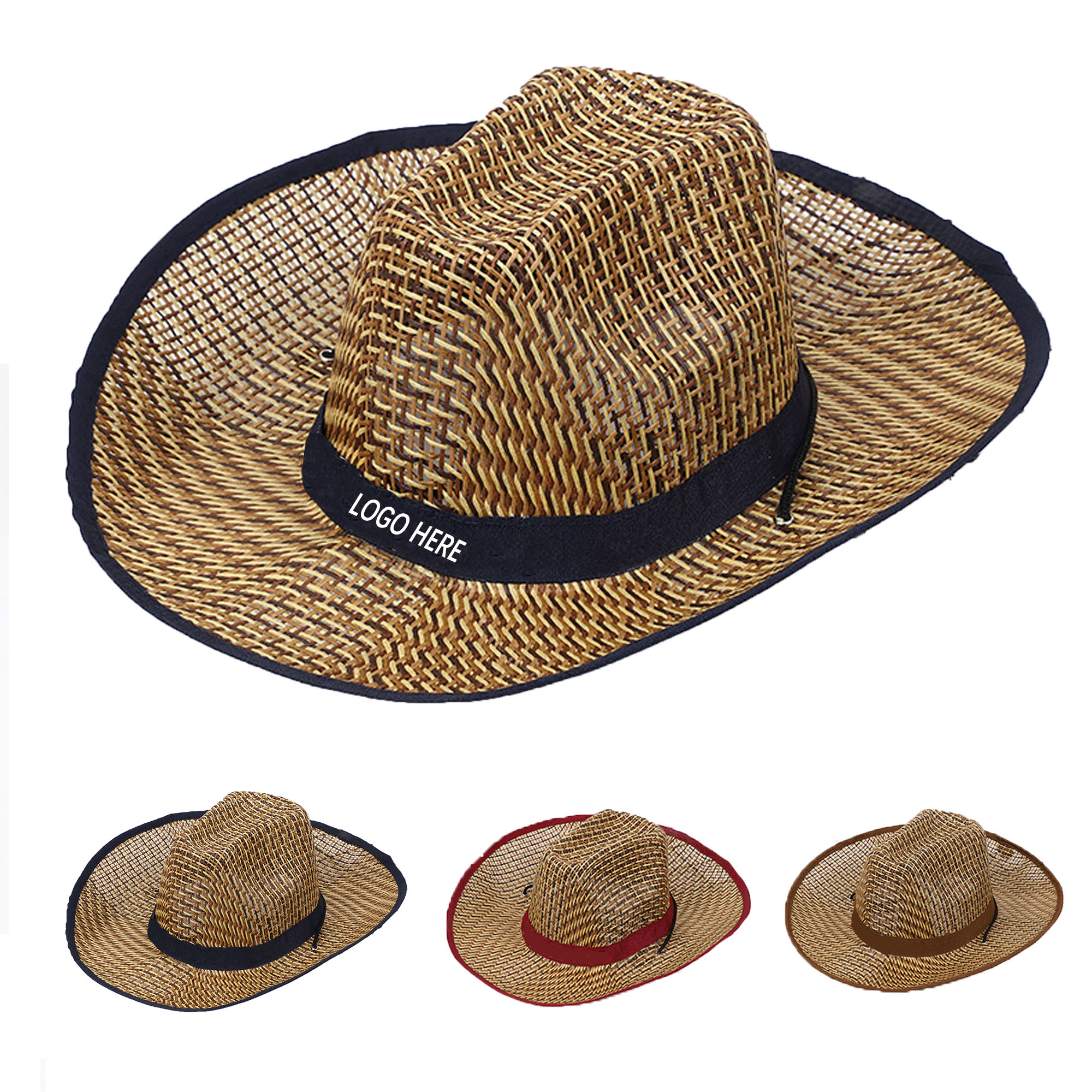 Straw Cowboy Hat With Wide Brim Summer Beach Travel 2