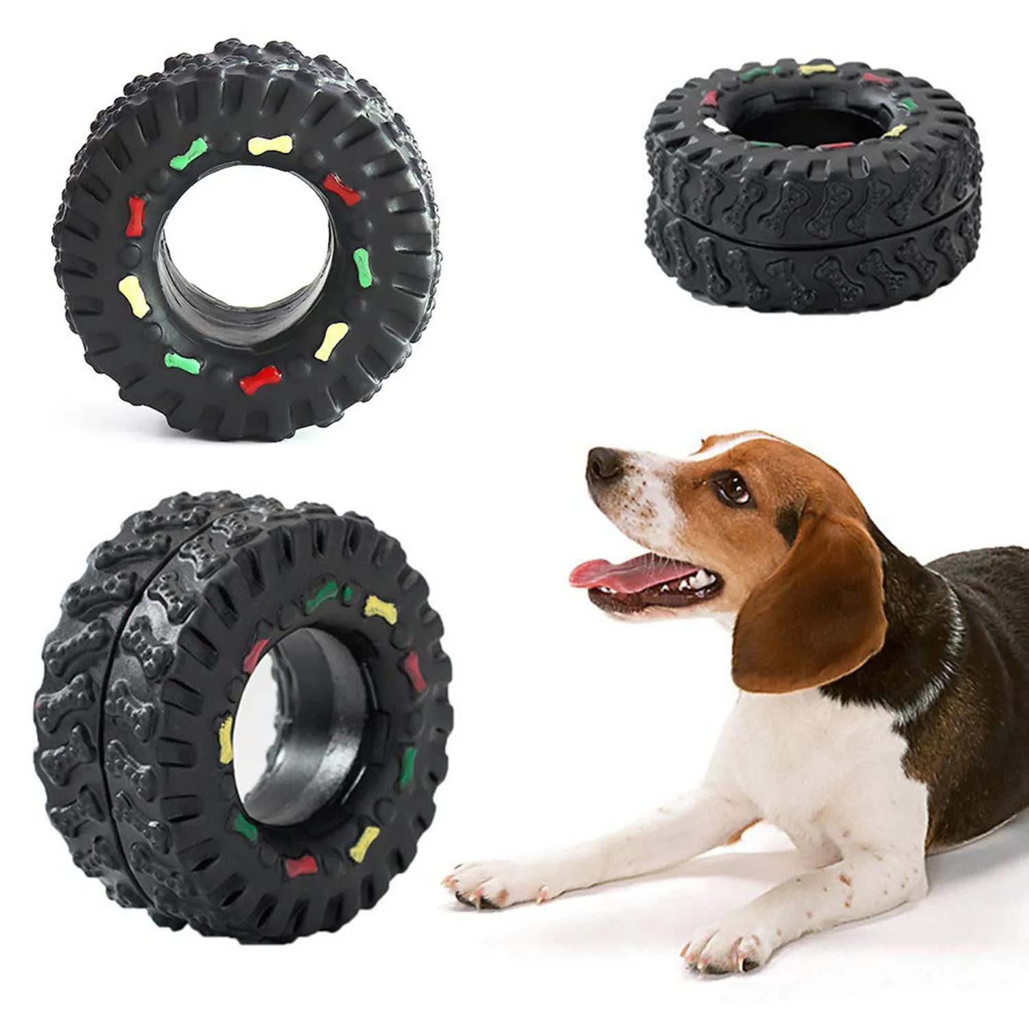 Small Tire Pet Sound Toy, Rubber Lined Dog Toy 4