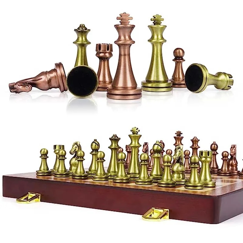 Folding retro metal chess set 2