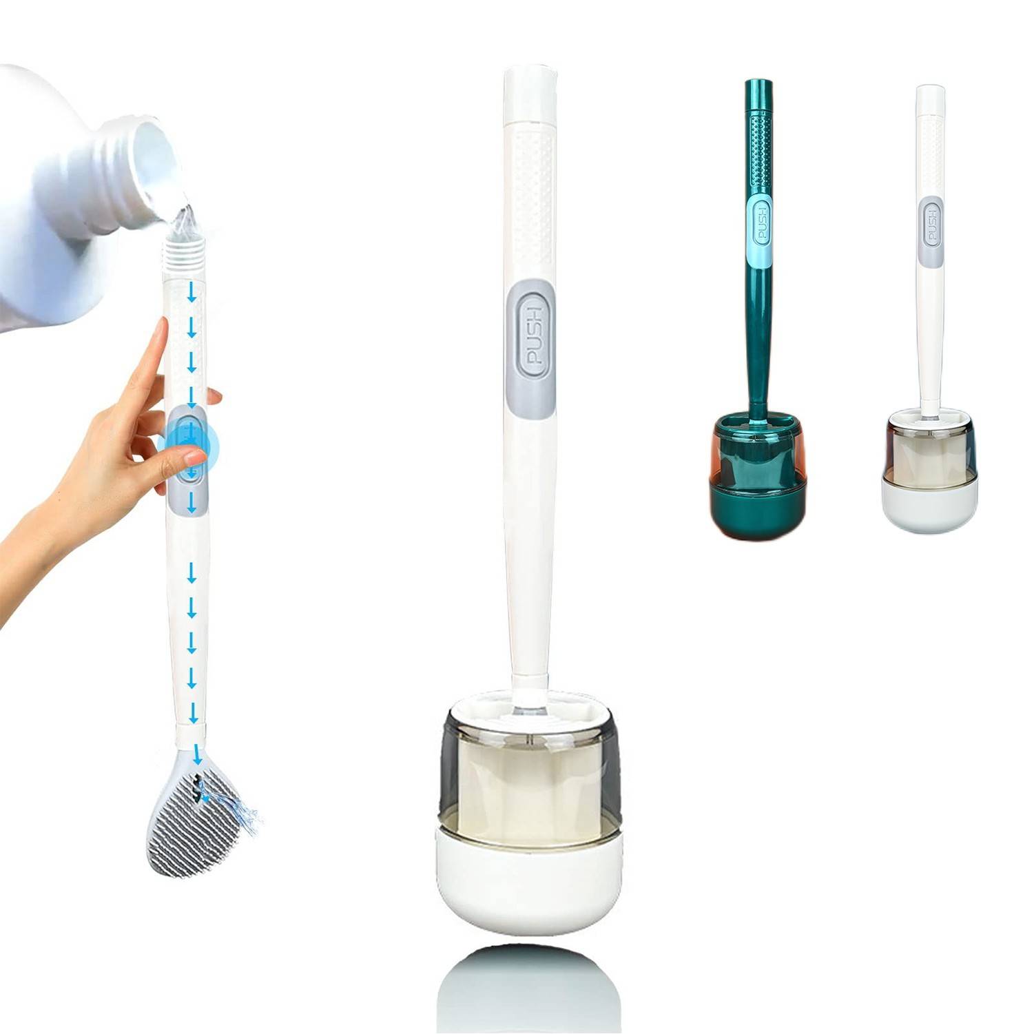Refillable Toilet Brush and Holder Set 3