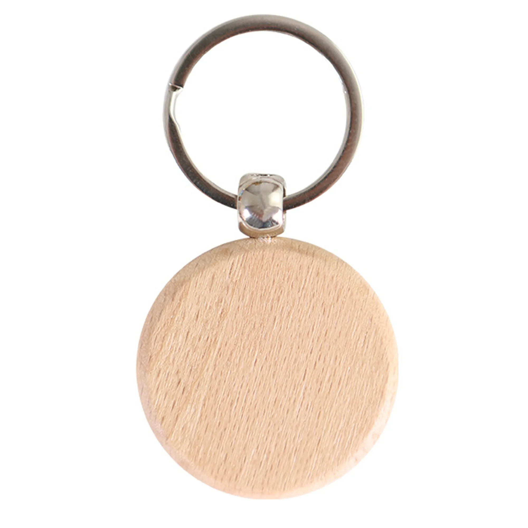 Wooden Keychain Round Wood Key Tag 1
