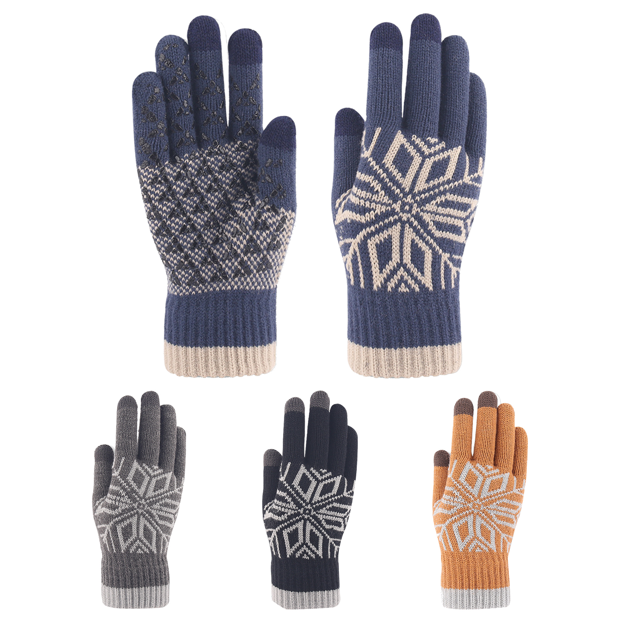 Knitted Touch Screen Thickened Non-Slip Gloves 1