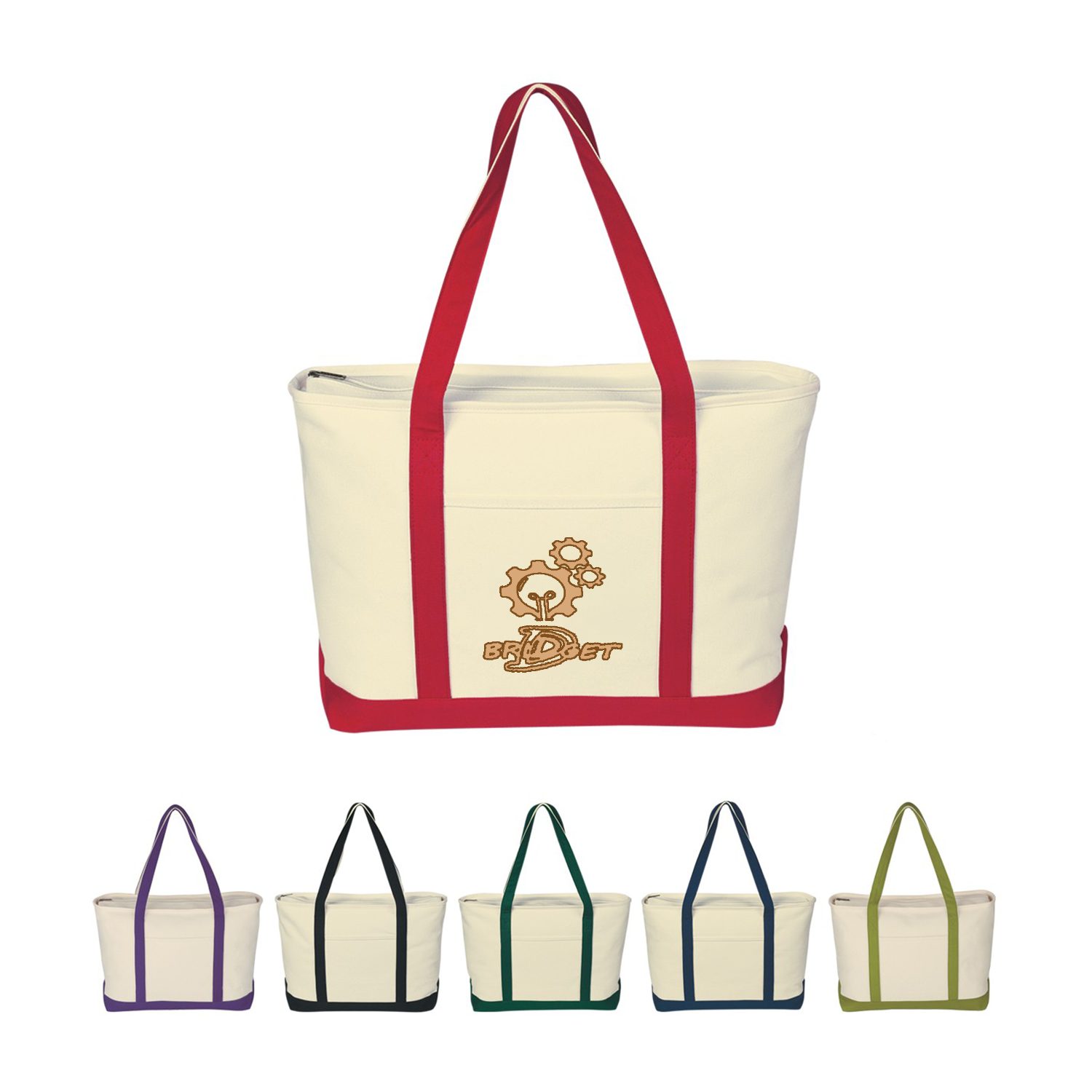 Large Cotton Canvas Boat Tote Bag, custom tote bag with logo imprint 1