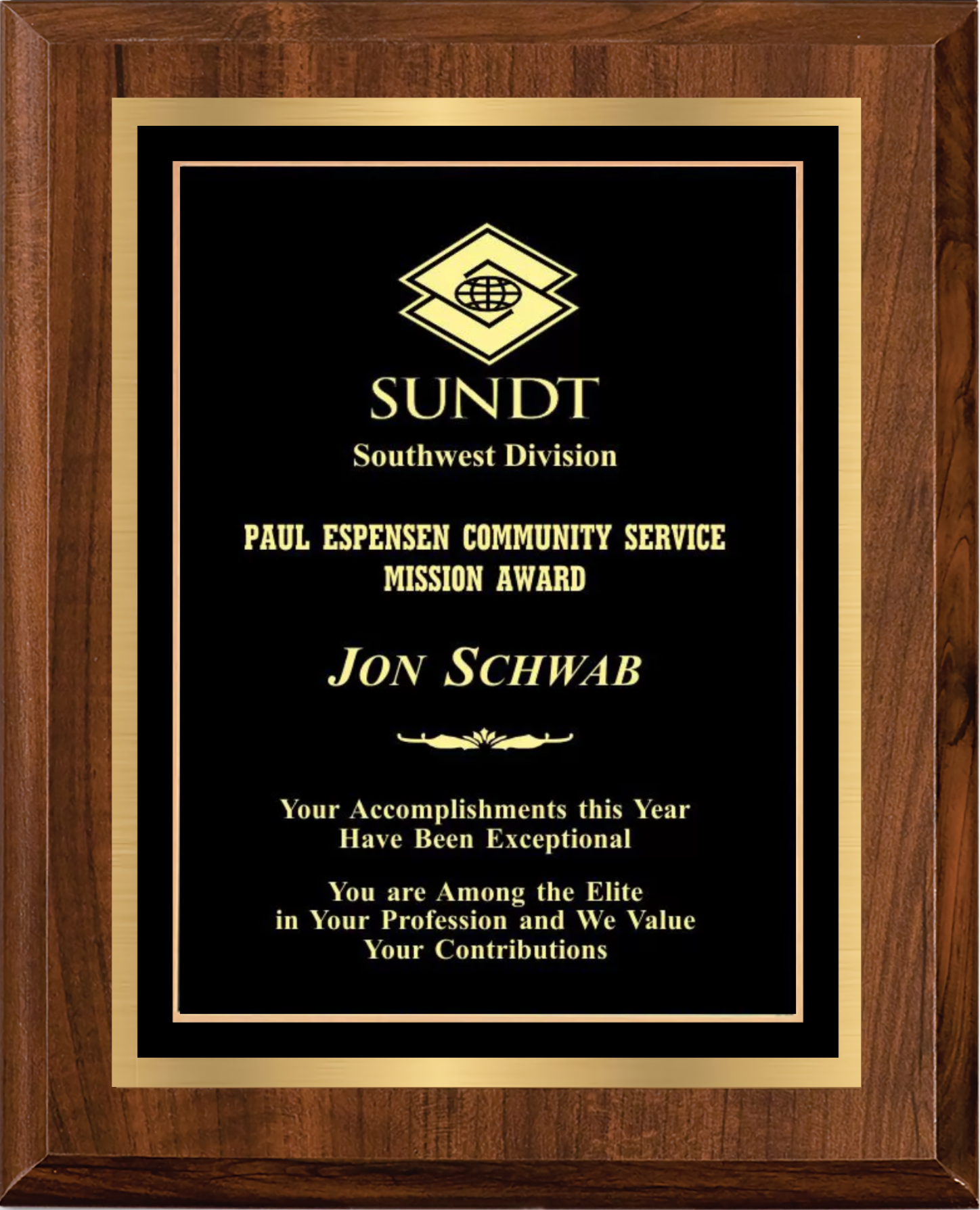 Cherry Finish Plaque w/ Double Engraved Plate 12