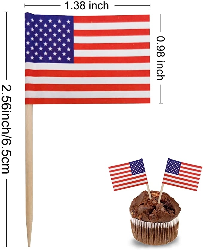 Small Toothpick Mini Stick Cupcake Toppers Flag 1