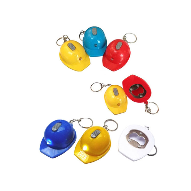 Simulation Helmet Beer Bottle Opener Keychain with LED Light 3