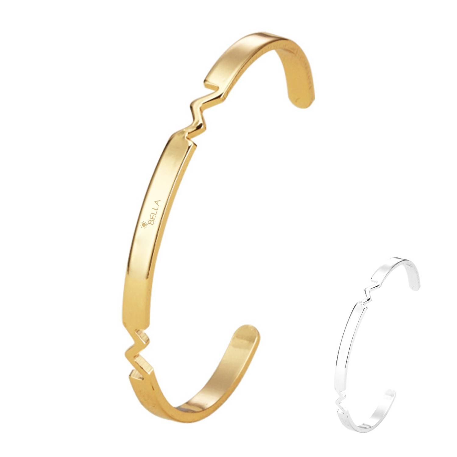 Engraved C-shaped Open Bracelet 2