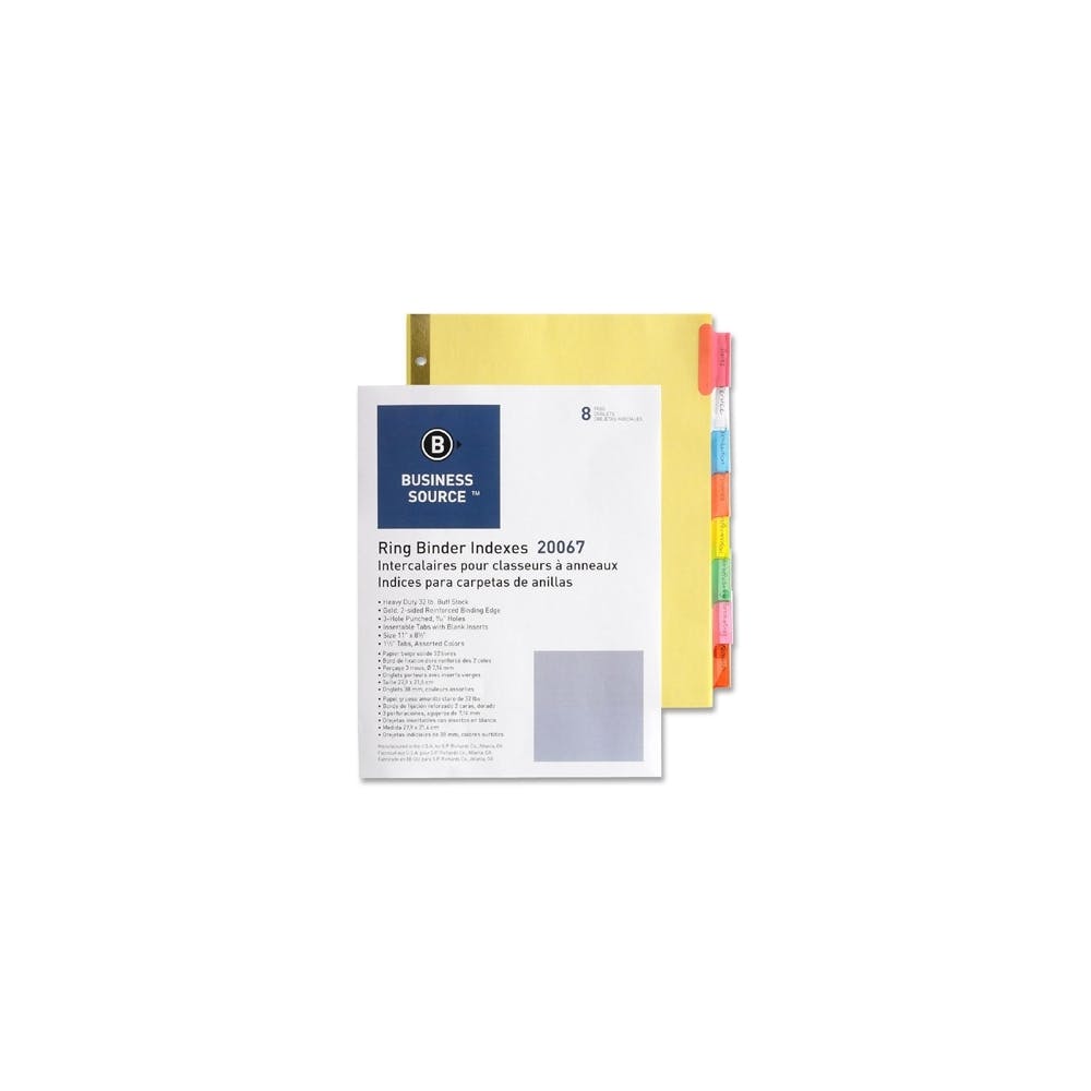 Index Dividers - 8 Pack Reinforced Binder Holes Assorted Color Tabs 1