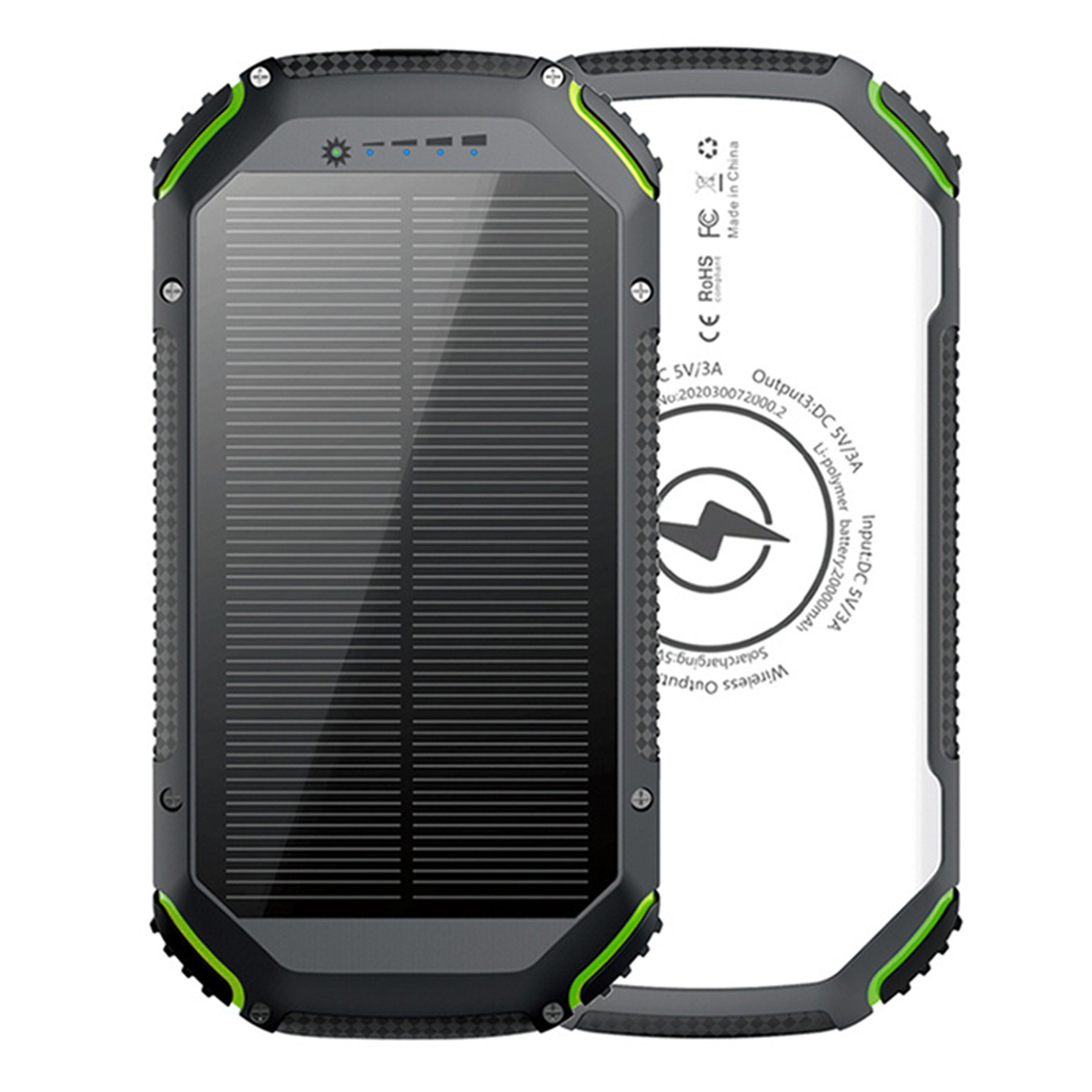Wireless Charging 3-Output Solar Power Bank Flashlight 5
